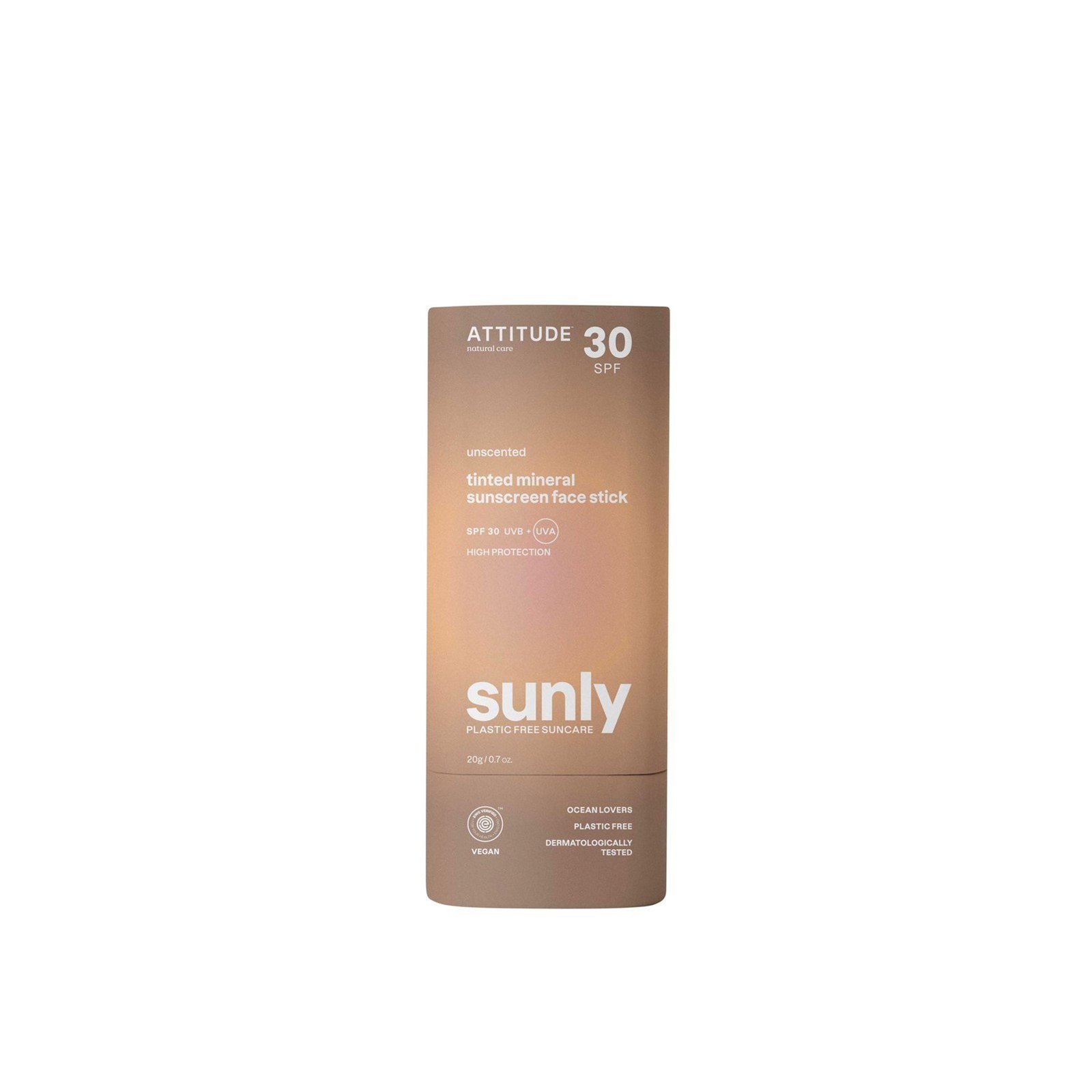 ATTITUDE Sunly Tinted Mineral Sunscreen Face Stick Unscented SPF30 20g