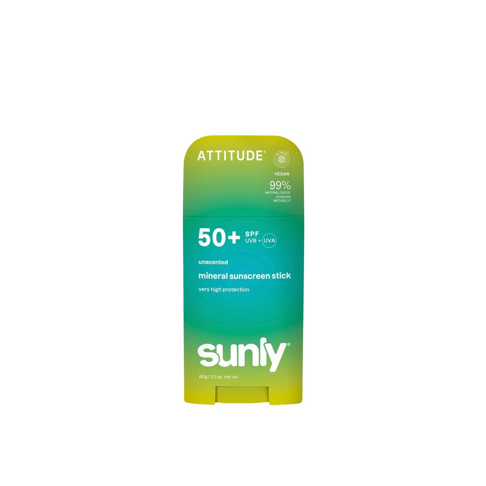 ATTITUDE Sunly Unparfümierter Mineral-Sonnenschutzstift SPF50+ 60g