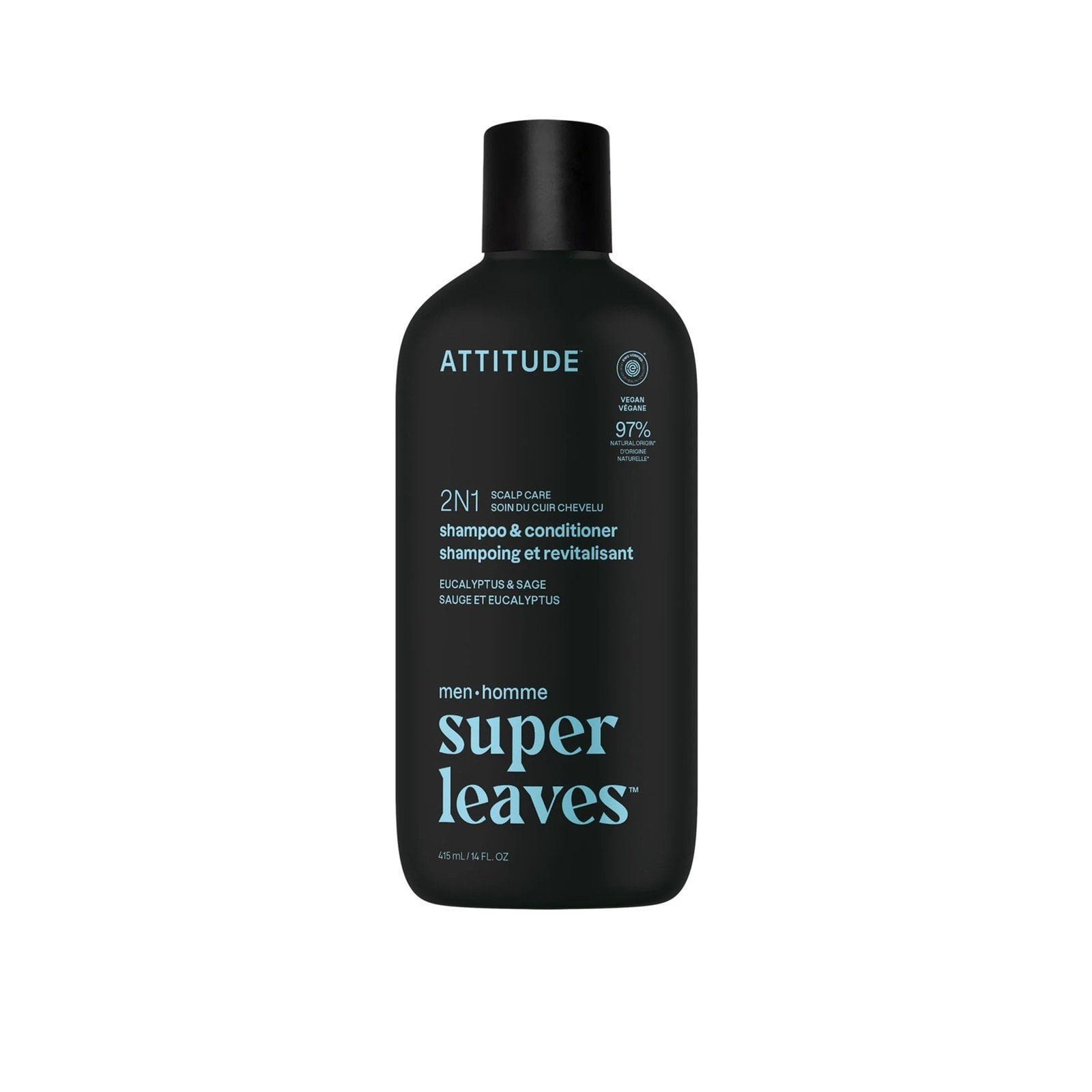 ATTITUDE Super Leaves Men 2-In-1 Shampoo & Conditioner Scalp Care Eucalyptus & Sage 415ml