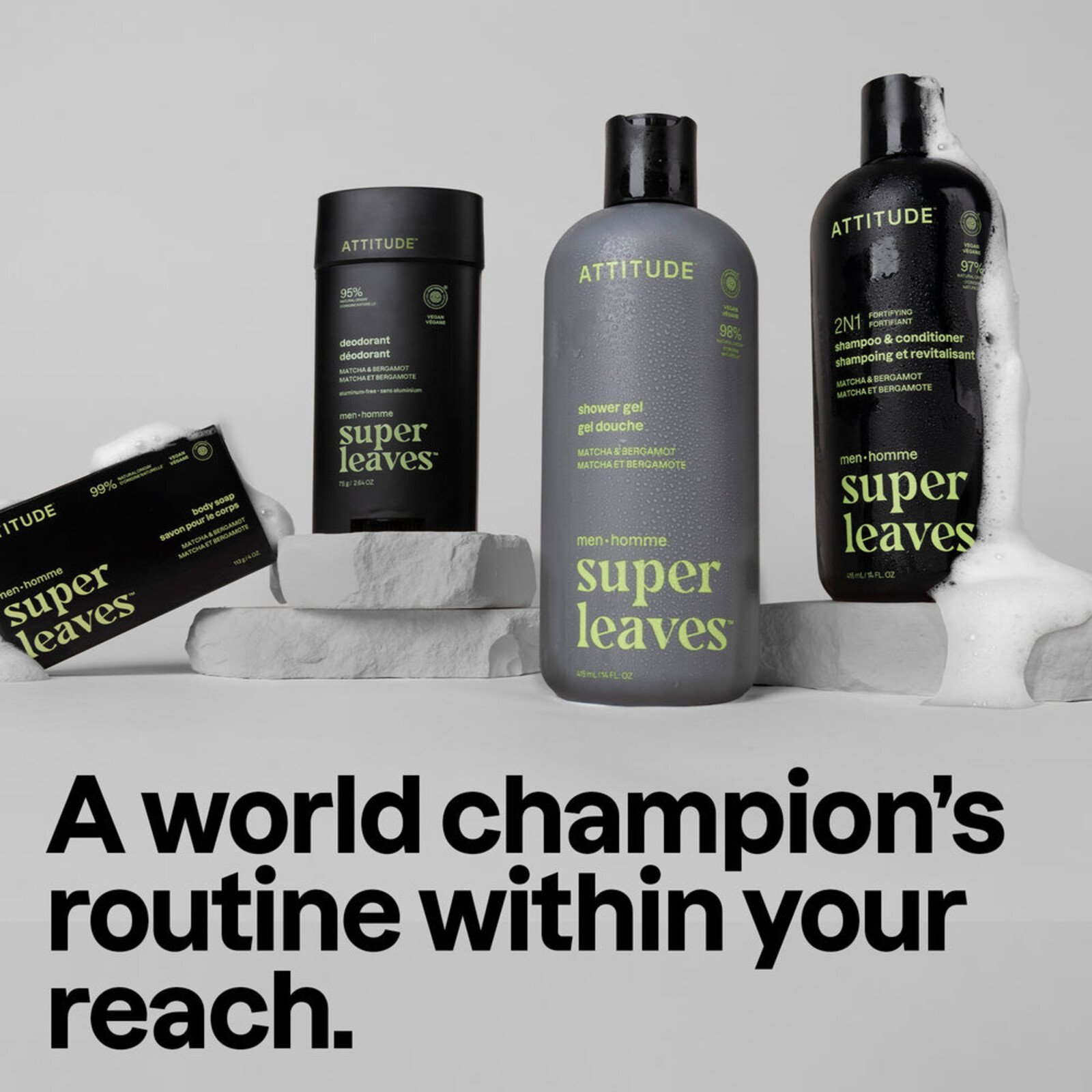 ATTITUDE Super Leaves Men Body Soap Matcha & Bergamot 113g
