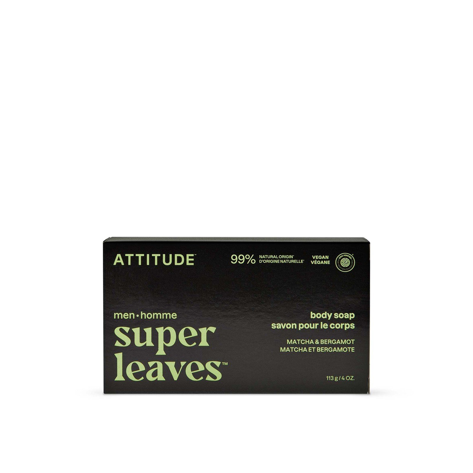 ATTITUDE Super Leaves Men Body Soap Matcha & Bergamot 113g