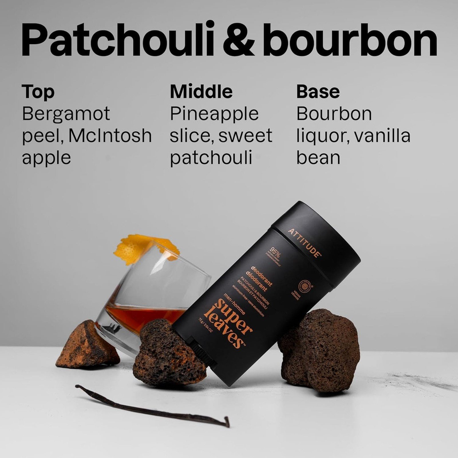 ATTITUDE Super Leaves Men Deodorant Patchouli & Bourbon 75g