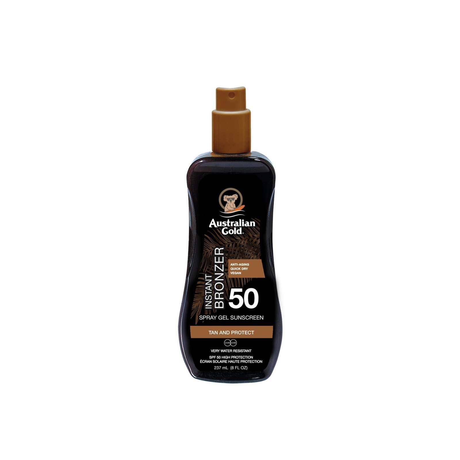 Australian Gold Instant Bronzer Spray Gel Sunscreen SPF50 237ml