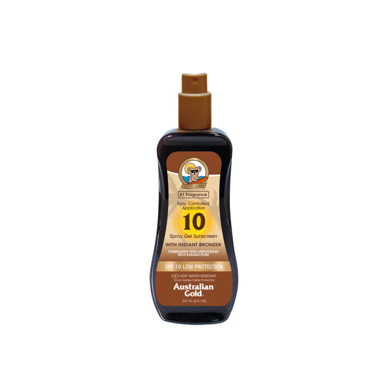Australian Gold Spray Gel Sunscreen with Instant Bronzer SPF10 237ml