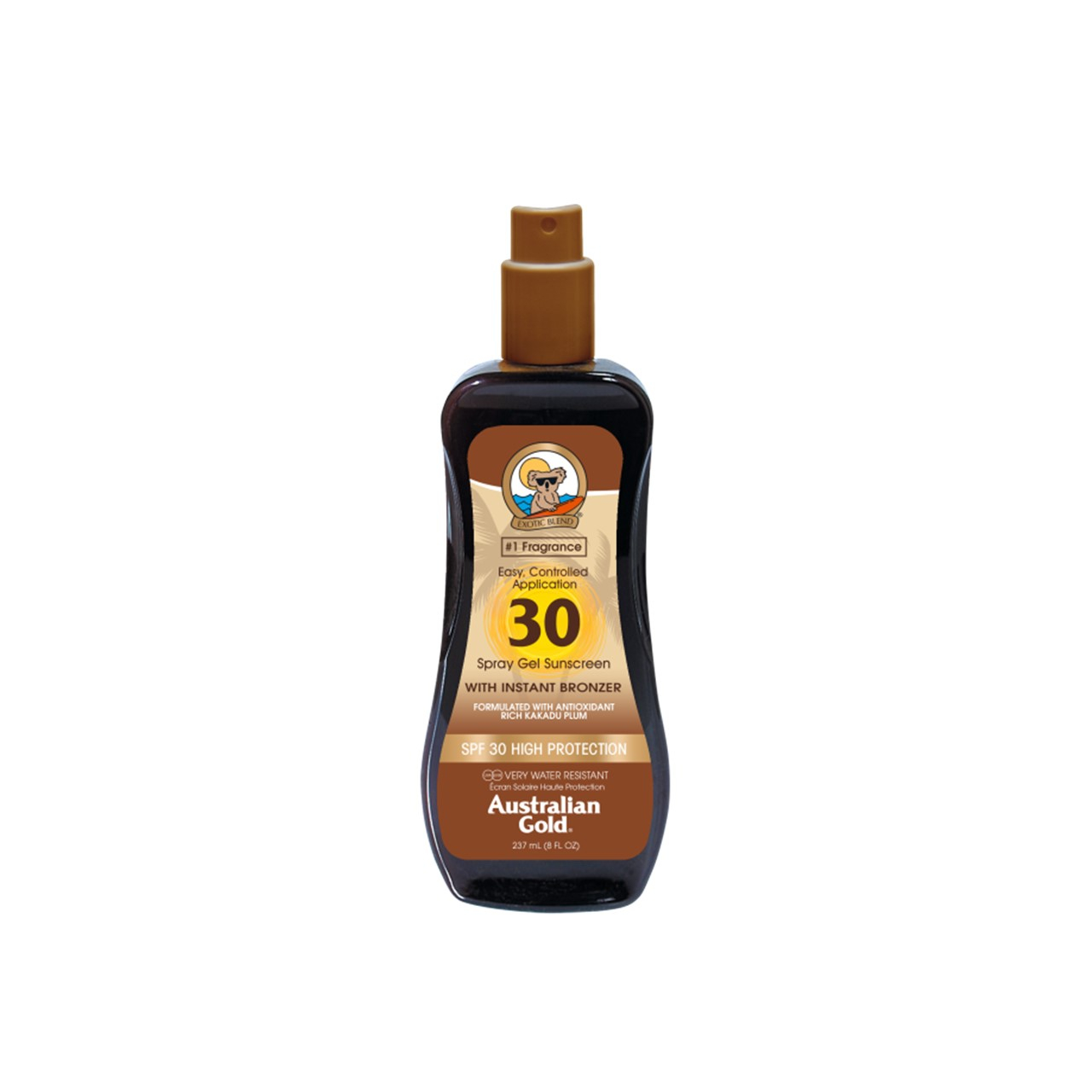 Australian Gold Spray Gel Sunscreen with Instant Bronzer SPF30 237ml