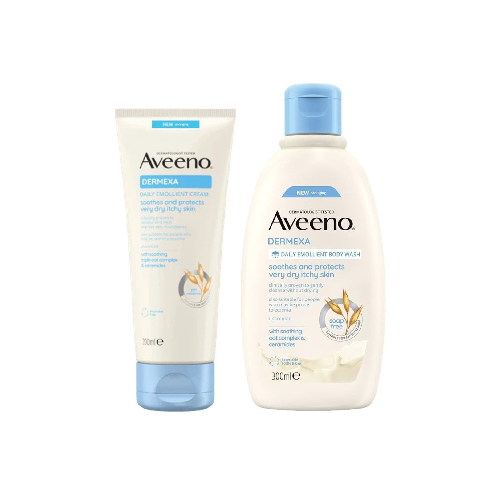 Aveeno Dermexa Emollient Cream 200ml + Emollient Body Wash 300ml