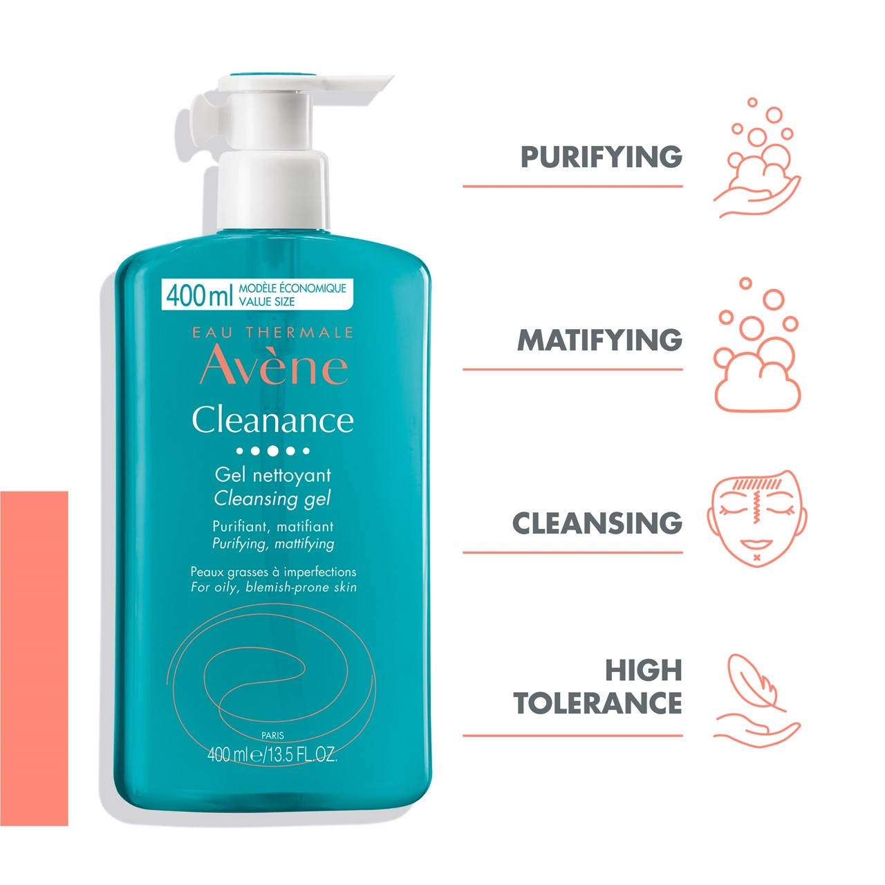  Eau Thermale Avène - Cleanance Cleansing Gel - Soap-Free  Cleanser for Face and Body - For Blemish-Prone Skin - 13.5 fl.oz.