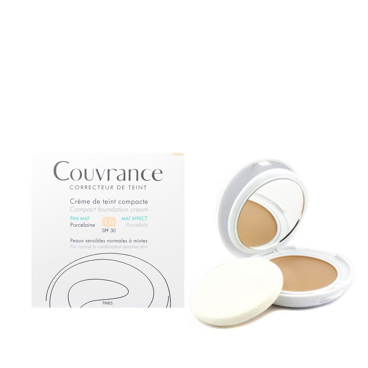 Avène Couvrance Compact Oil-Free Cream Foundation 1.0 Porcelain 10g (0.35oz)