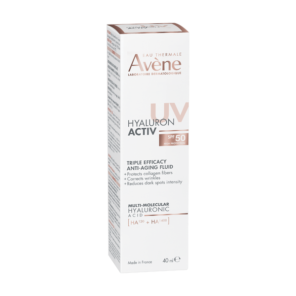 Avène هيالورون أكتيف أكتيف للأشعة فوق البنفسجية ثلاثي الفعالية المضاد للشيخوخة سائل مضاد للشيخوخة بعامل حماية من الشمس SPF50 40 مل