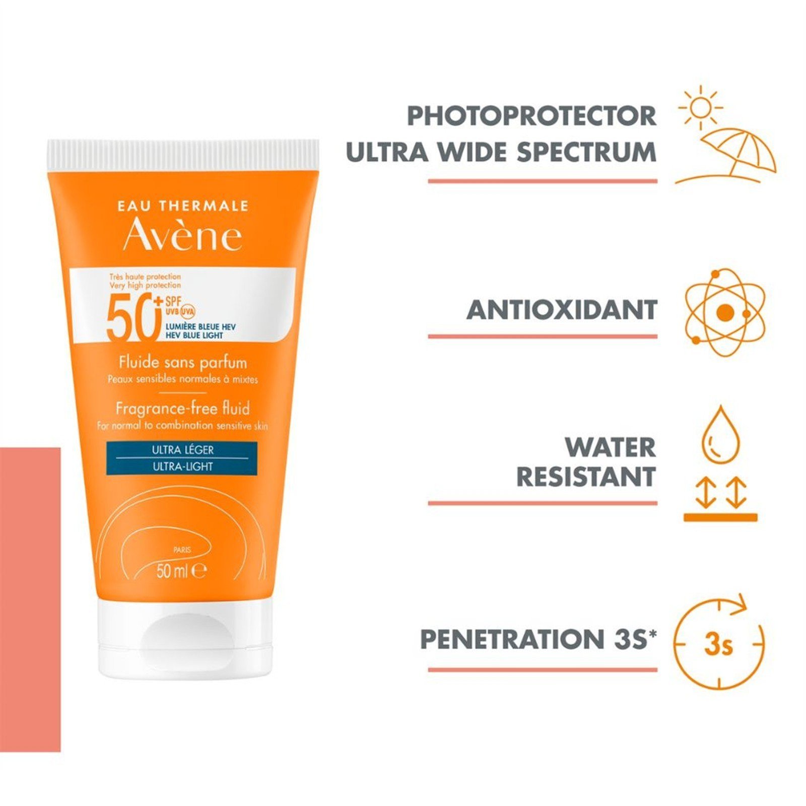 Avène Sun Very High Protection Fluid Fragrance-Free SPF50+ 50ml