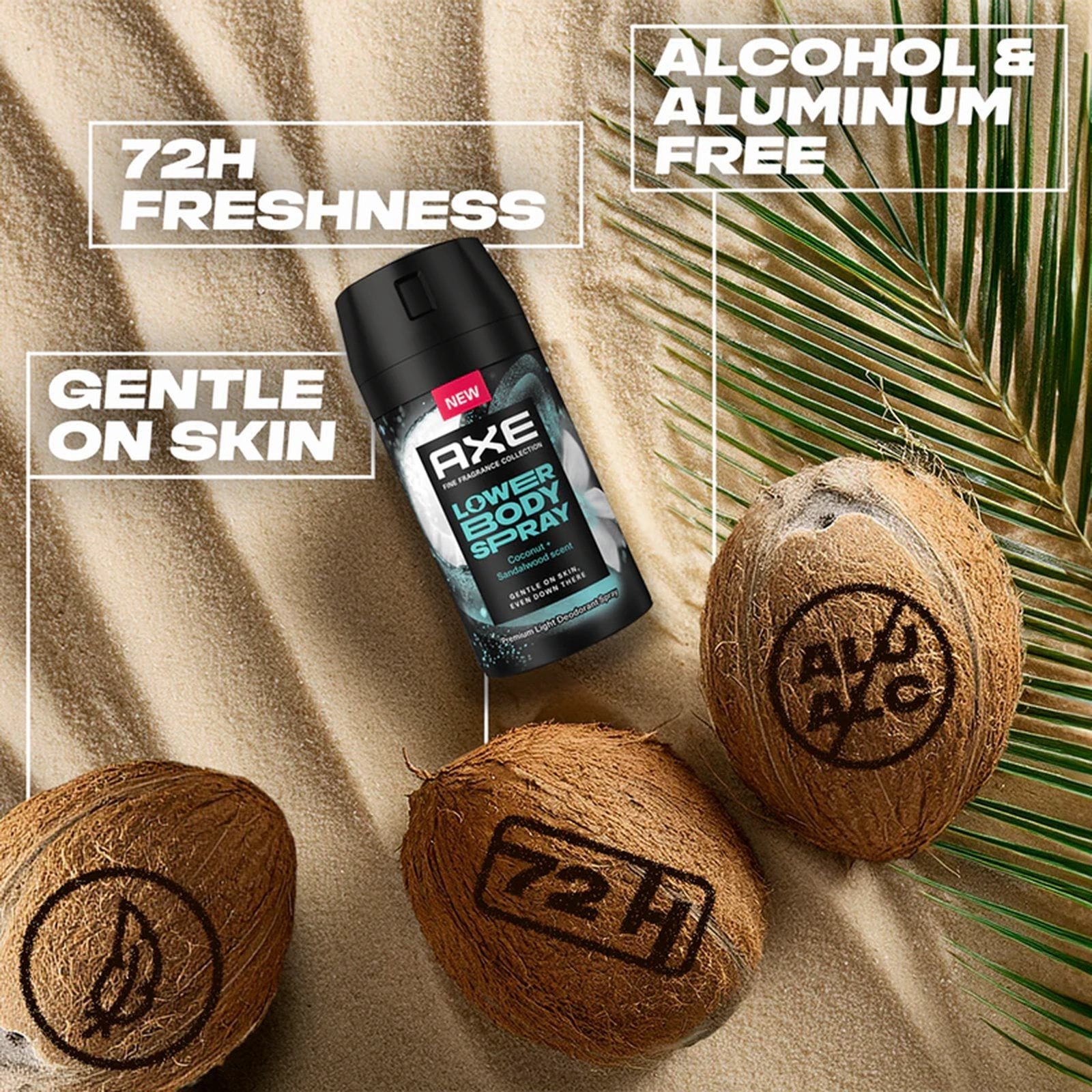 Axe Deodorantspray til underkroppen med duft af kokos og sandeltræ, 100 ml