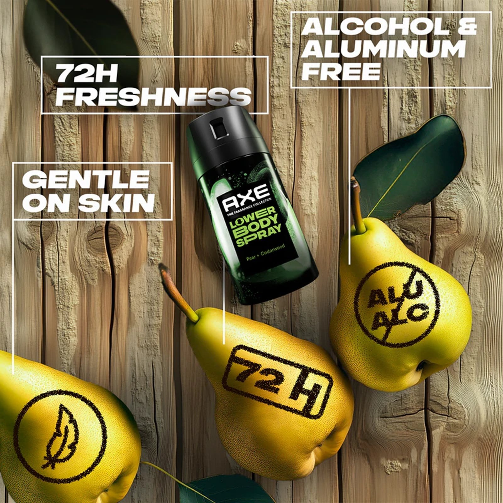 Axe Déodorant en spray pour le bas du corps, parfum poire et bois de cèdre, 100 ml