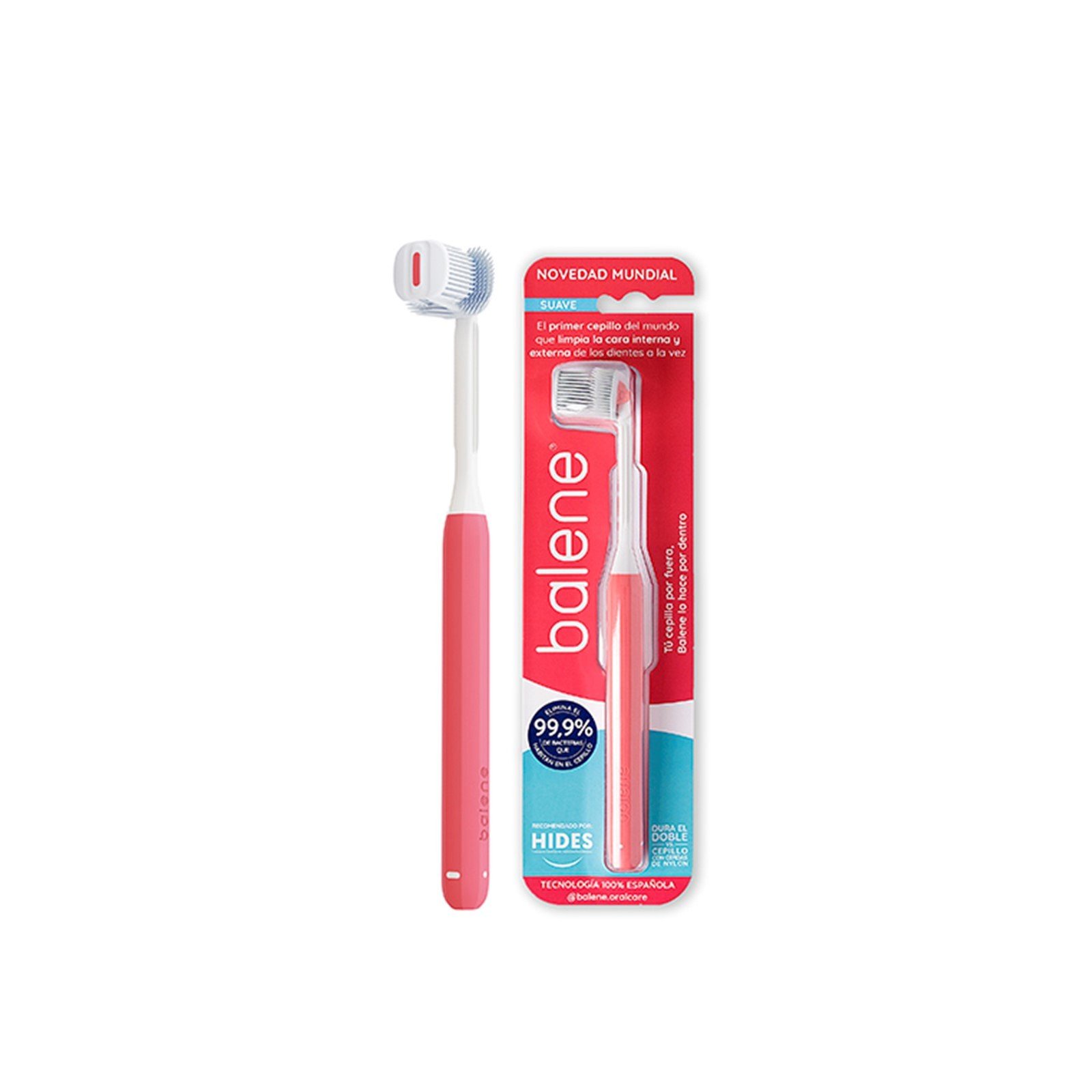 Balene Double-Sided Toothbrush Red Soft x1