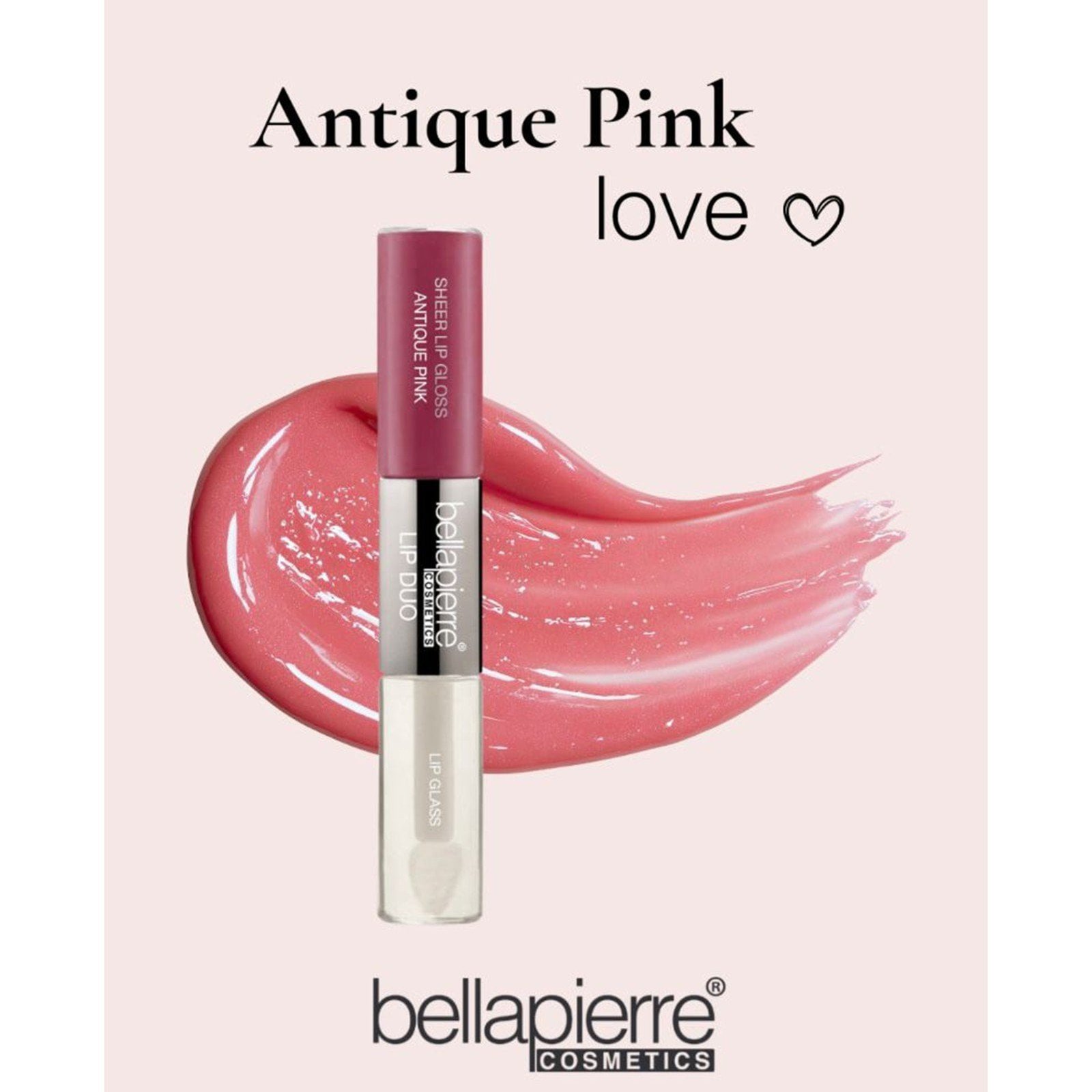 Bellapierre Cosmetics Sheer Lip Gloss & Clear Glass Duo Antique Pink 7ml