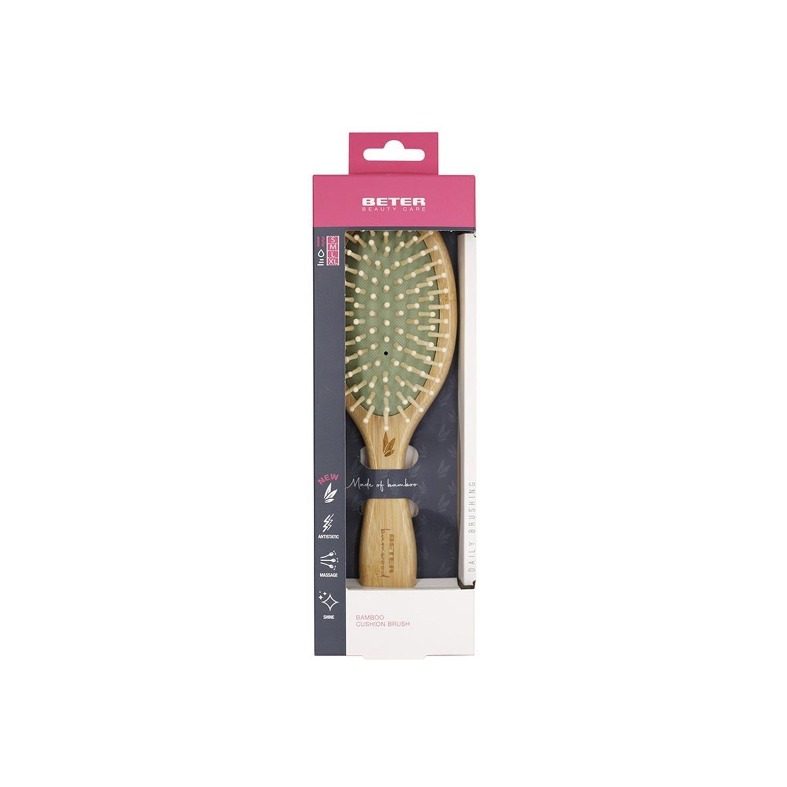 Beter Bamboo Cushion Brush Wooden Round-Tip Bristles