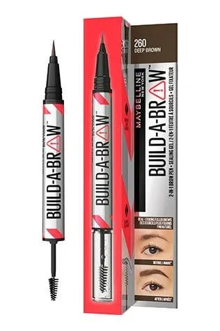Maybelline Build-A-Brow 2-In-1 Brow Pen + Sealing Gel 260 Deep Brown
