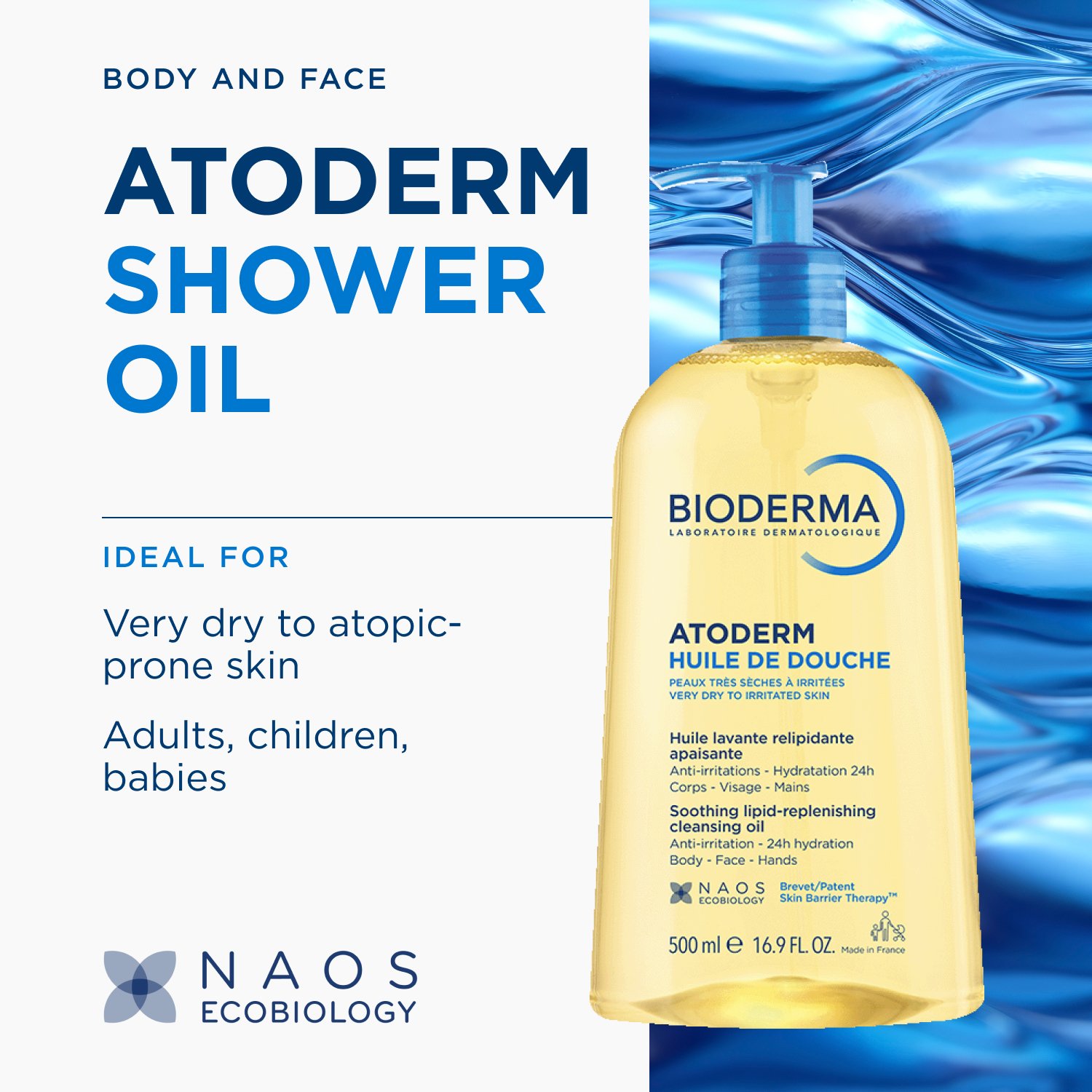 Bioderma Atoderm Huile de Douche Soothing Lipid-Replenishing Cleansing Oil 500ml