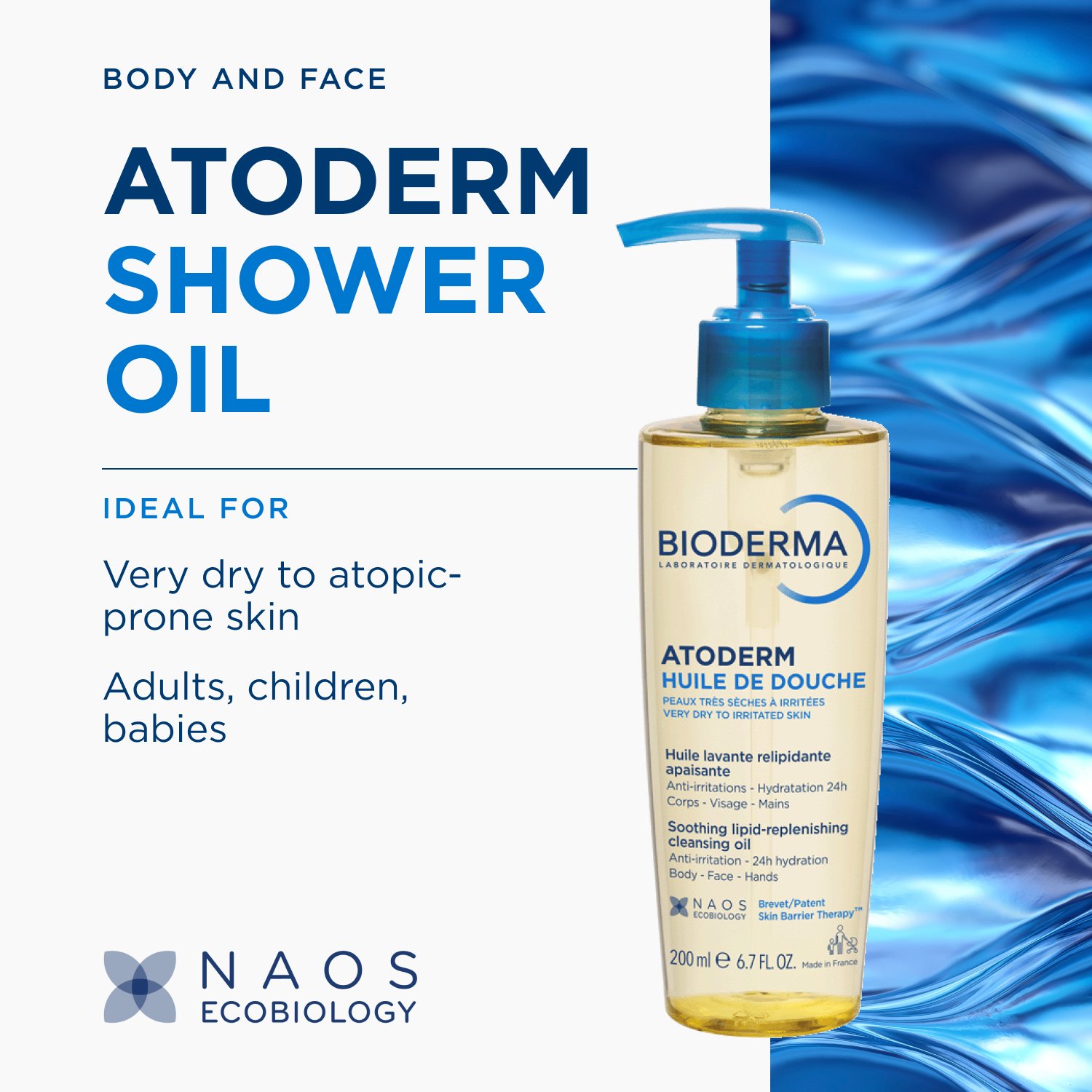 Bioderma Atoderm Huile de Douche Óleo de Limpeza Relipidante Calmante 200ml