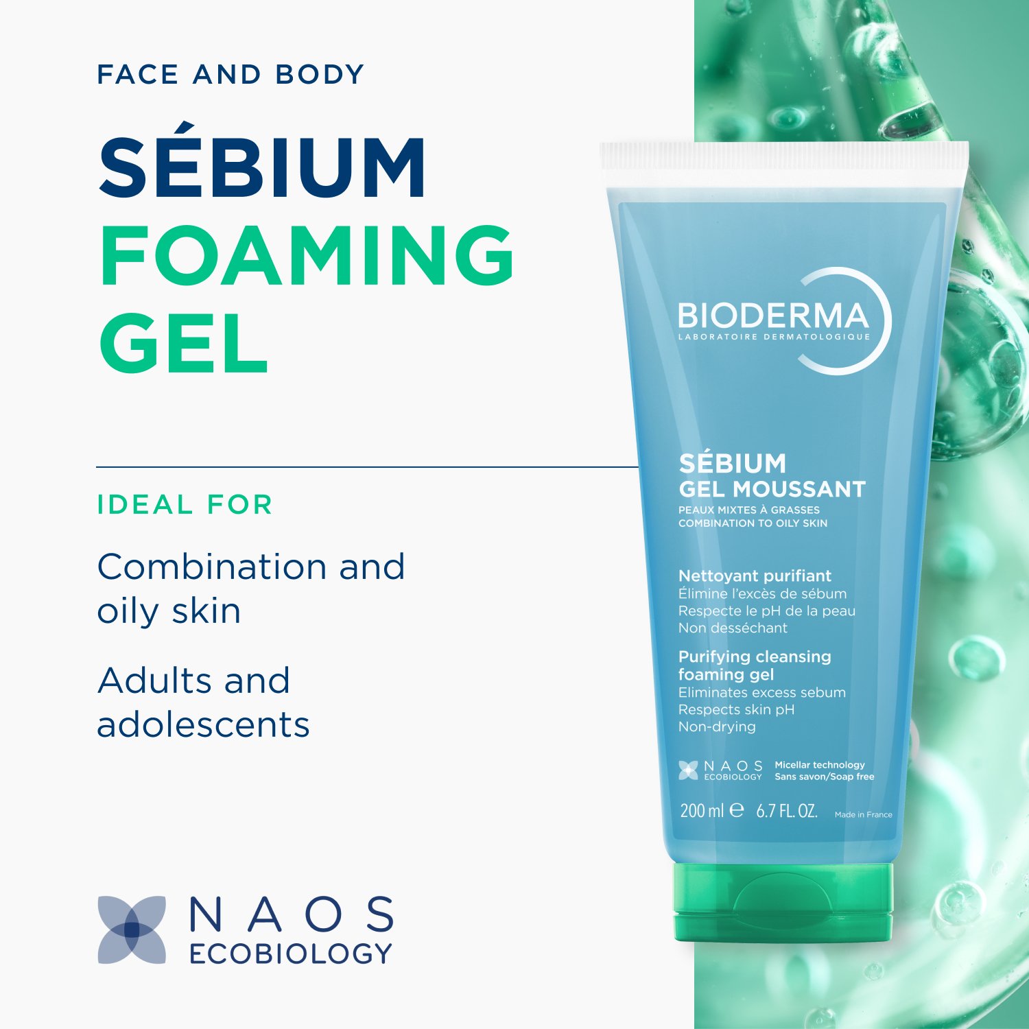 Bioderma Sébium Gel Moussant Purifiant Nettoyant 200ml