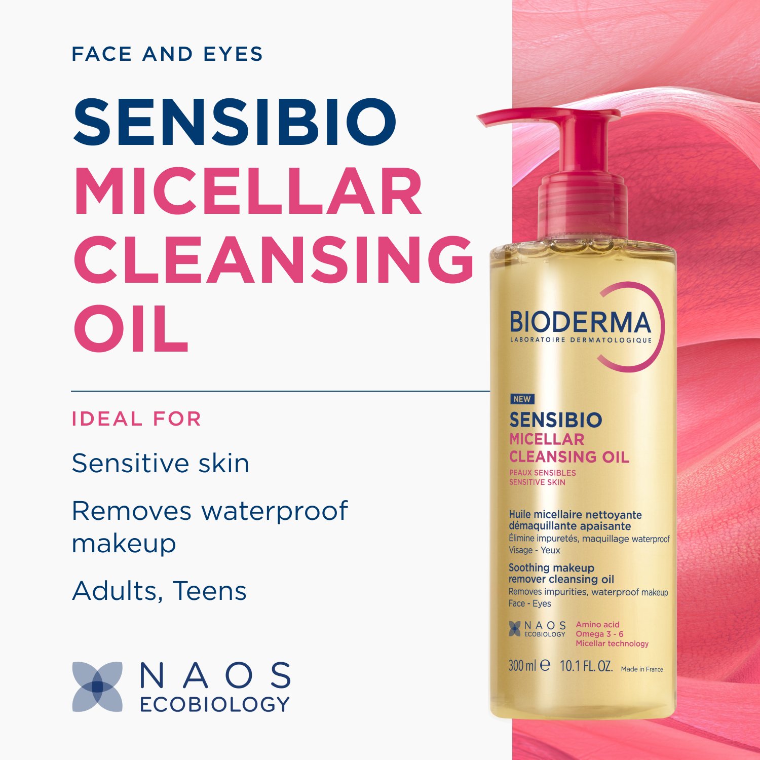 Bioderma Sensibio Заспокійлива Міцелярна Олія Для Зняття Макіяжу 300 мл