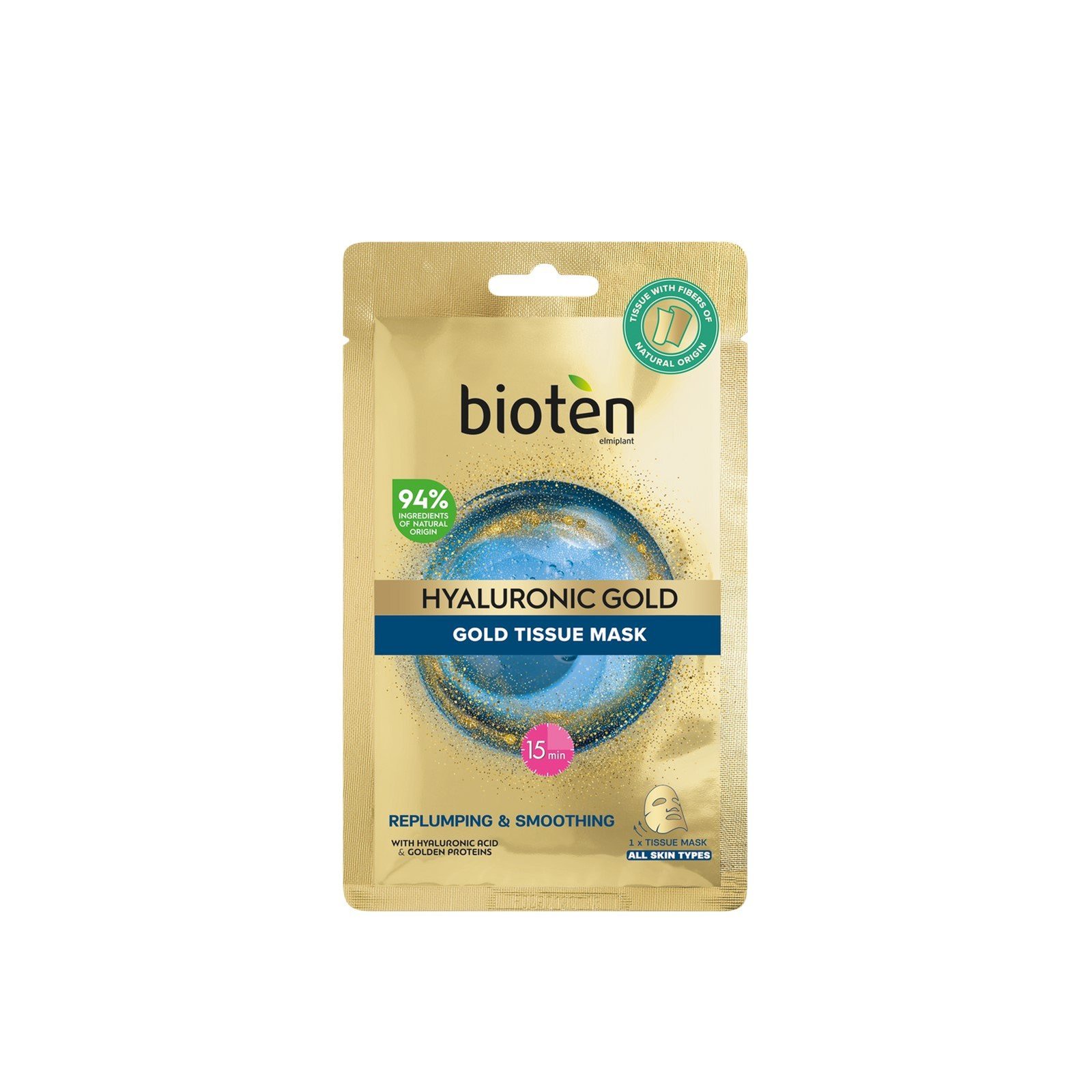 bioten Hyaluronic Gold Replumping & Smoothing Gold Tissue Mask x1