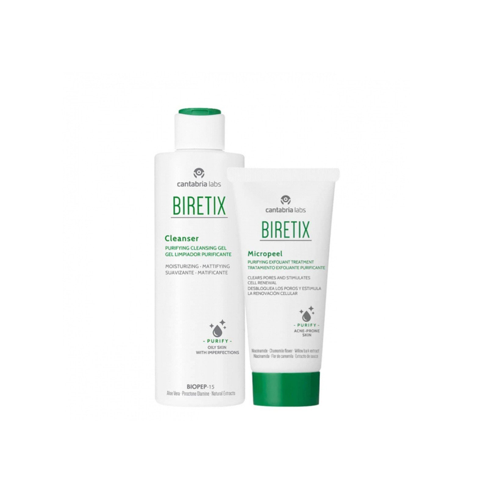 Biretix Cleanser Purifying Cleansing Gel 200ml + Micropeel Purifying Exfoliant Treatment 50ml