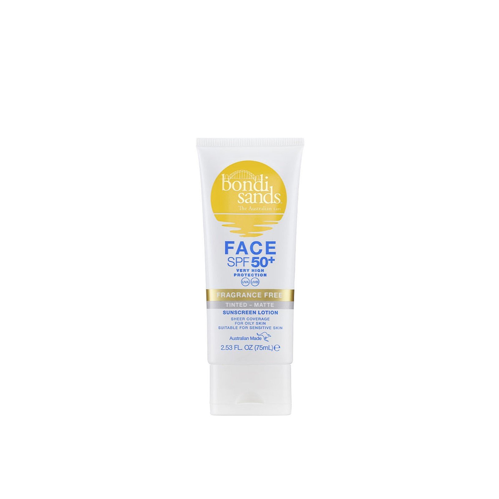 Bondi Sands Face Tinted Matte Sunscreen Lotion Fragrance Free SPF50+ 75ml (2.53 fl oz)