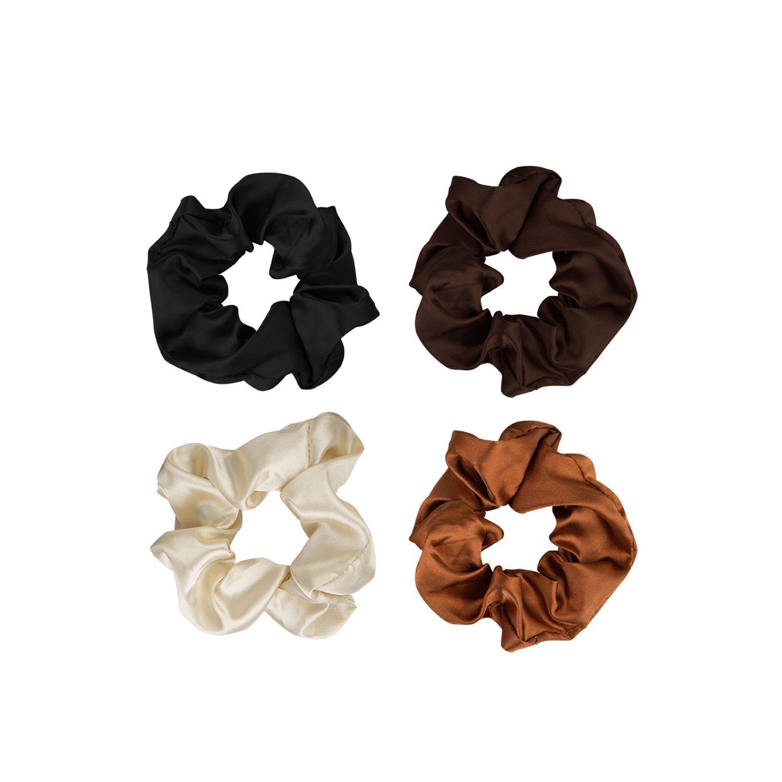 Brushworks Satin Scrunchies Natural x4
