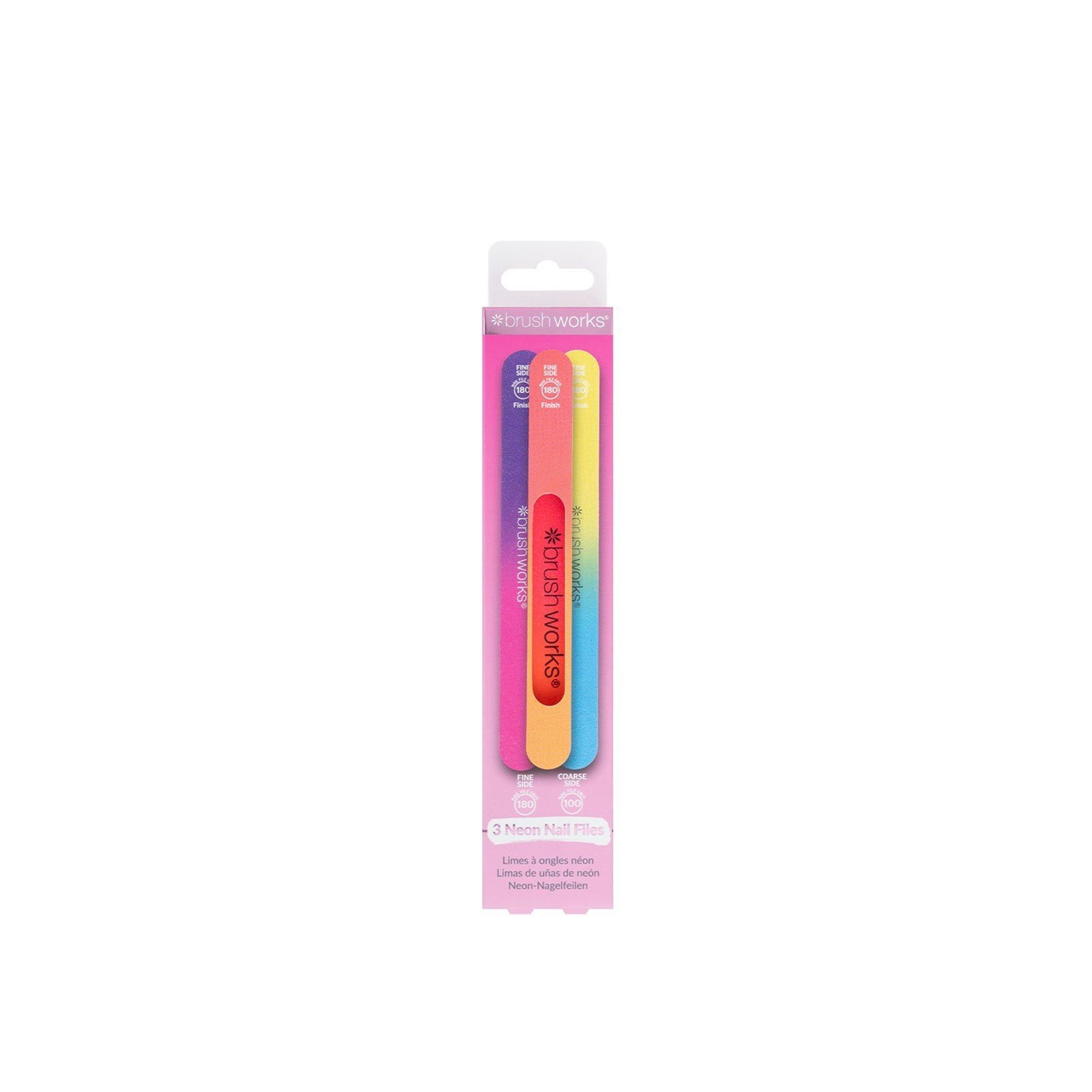 Brushworks Neon Nail Files x3