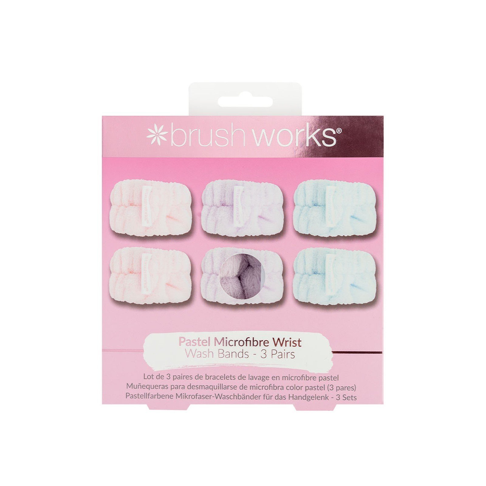 Brushworks Pastel Microfibre Wrist Wash Bands 3 Pairs