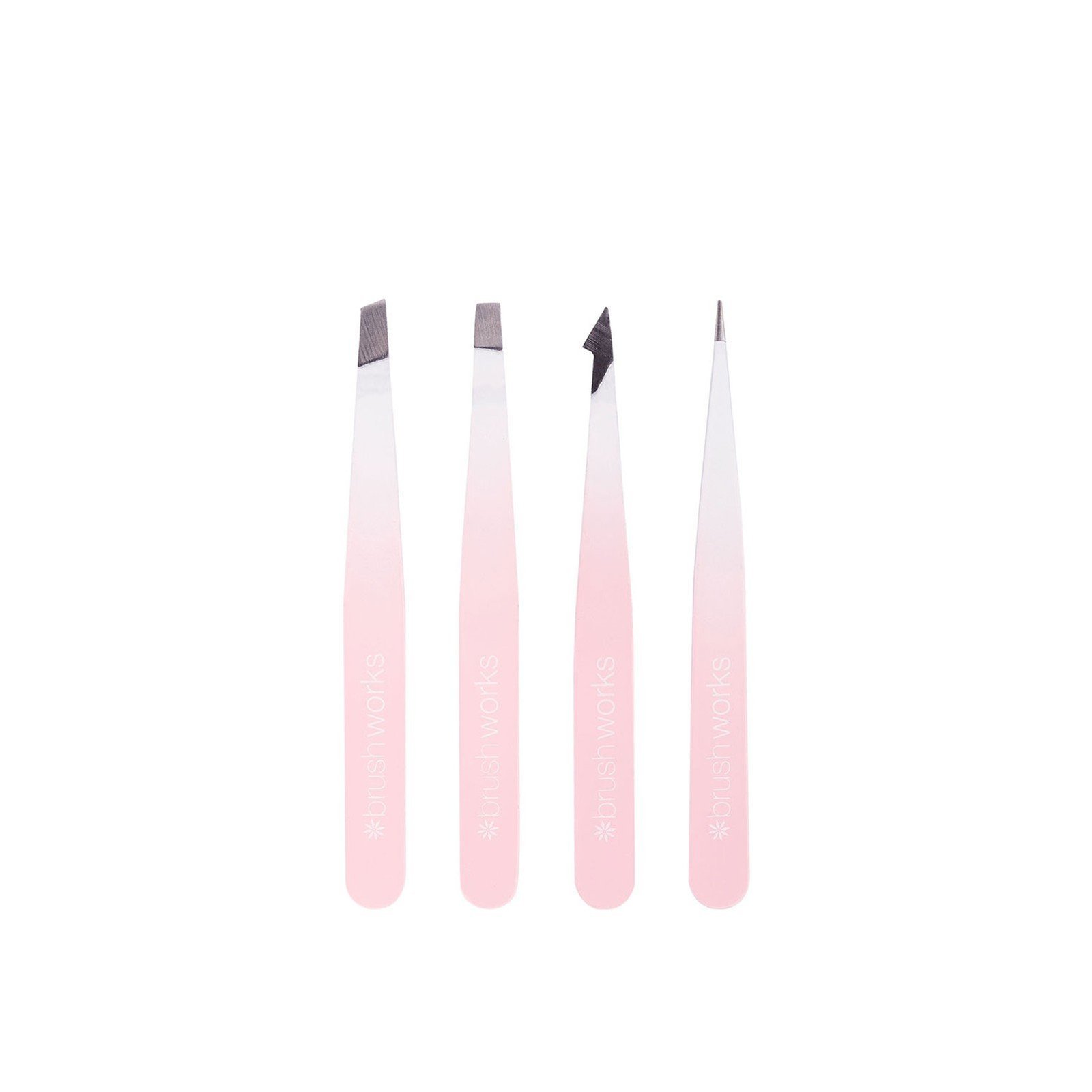 Brushworks The Complete HD Combination Tweezer Set White & Pink