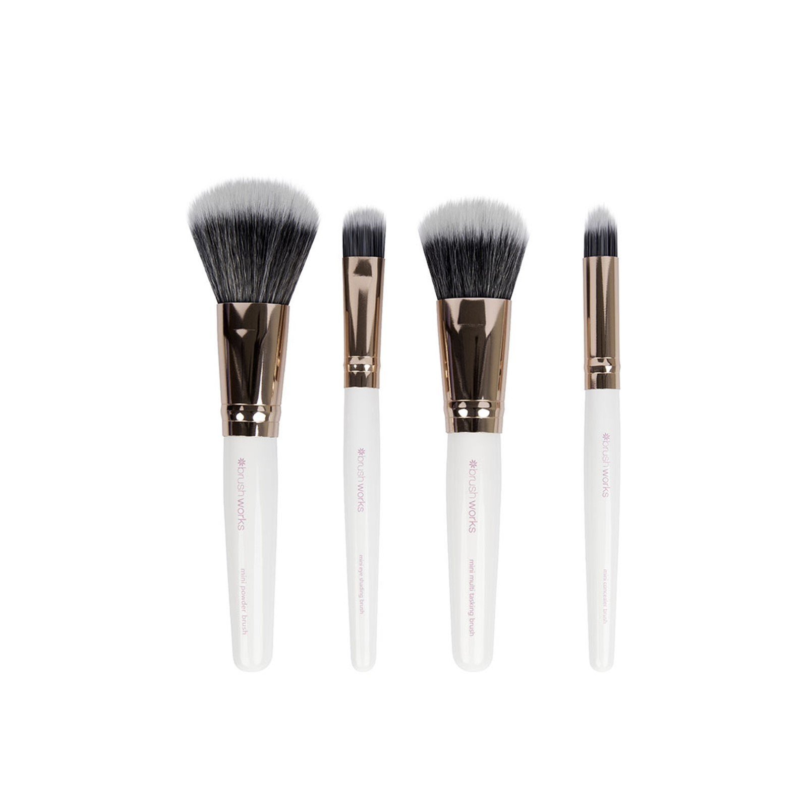 Brushworks Travel Makeup Brush White & Gold Set