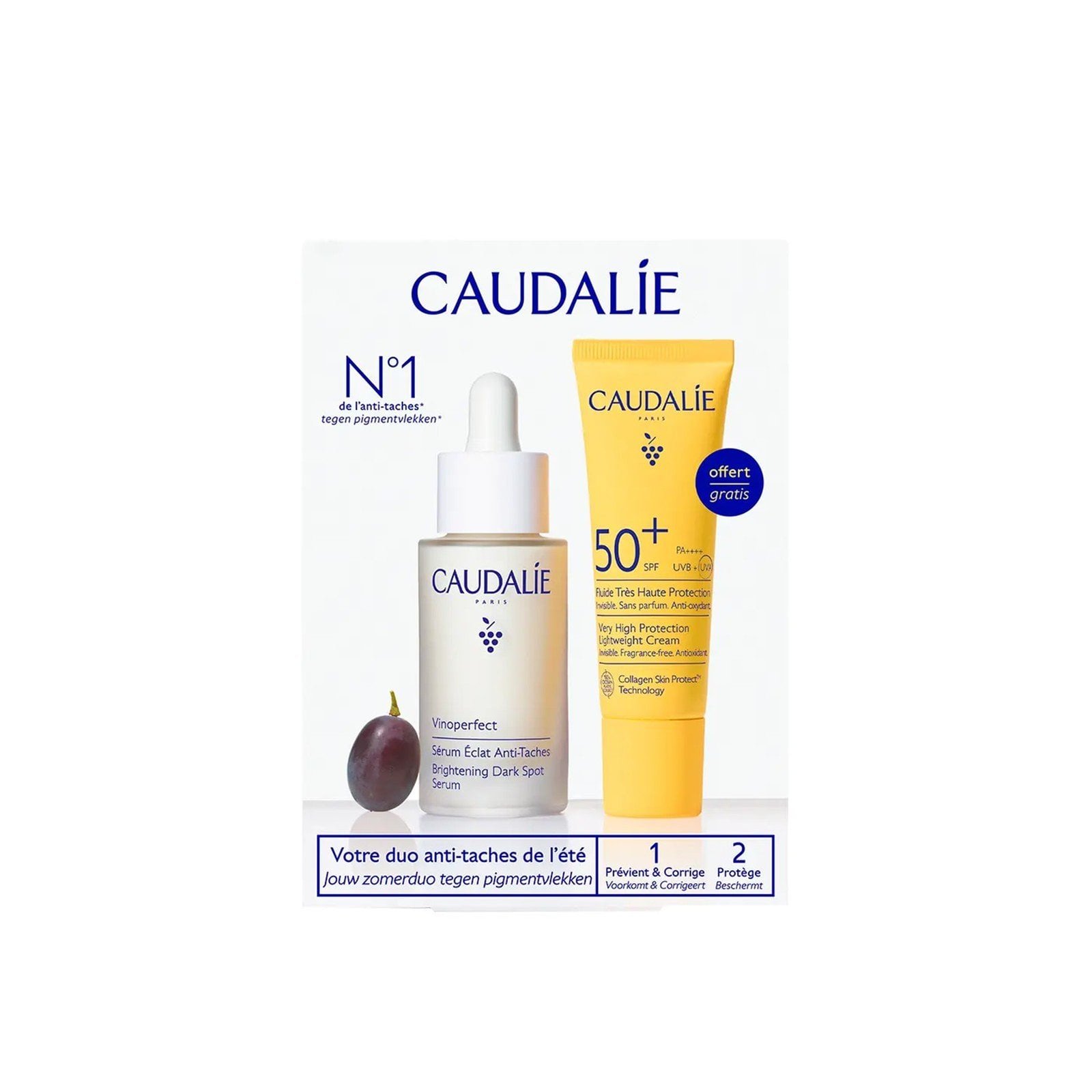 Caudalie Vinoperfect Brightening Dark Spot Serum 30ml + Very High Protection Lightweight Cream 20ml