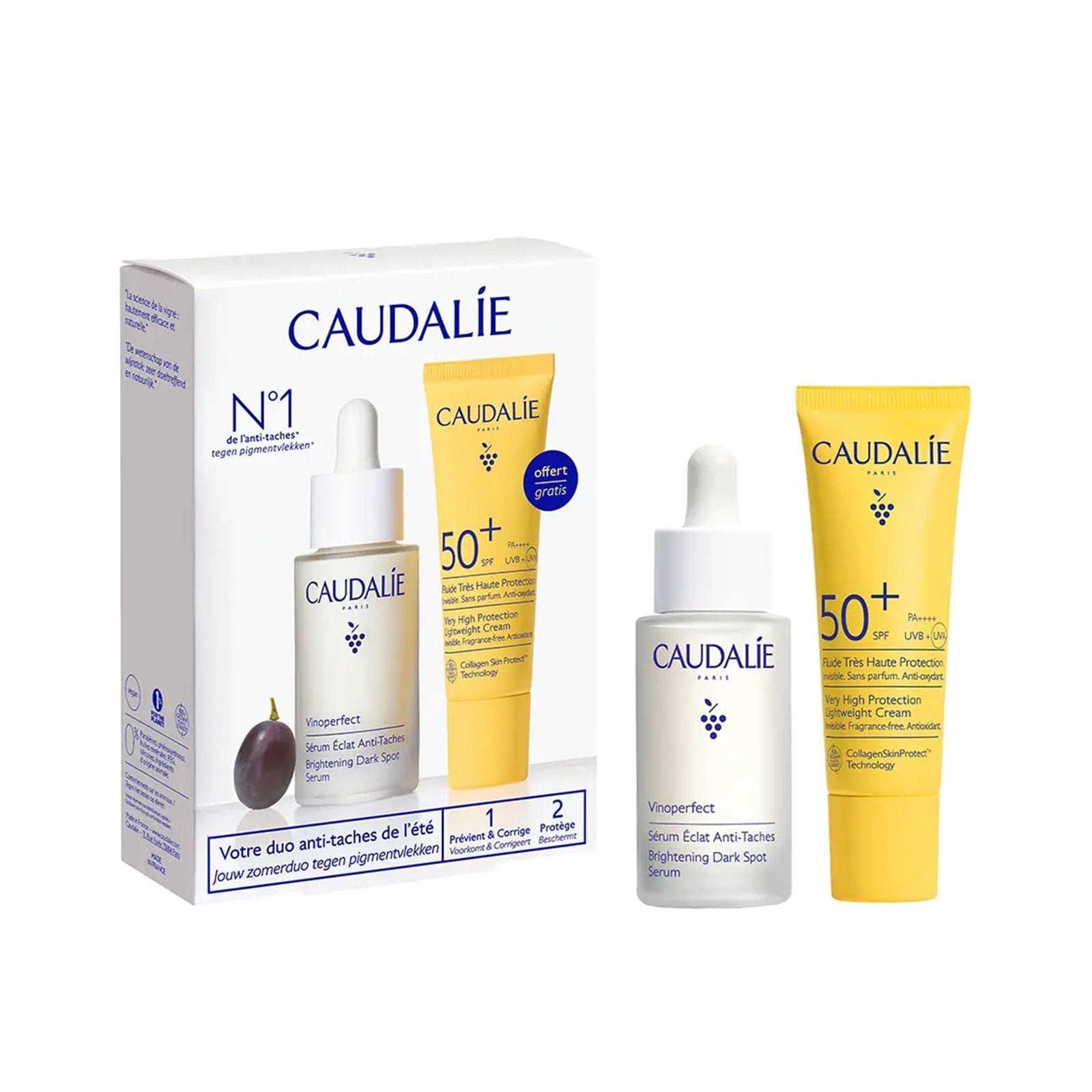 Caudalie Vinoperfect Brightening Dark Spot Serum 30ml + Very High Protection Lightweight Cream 20ml