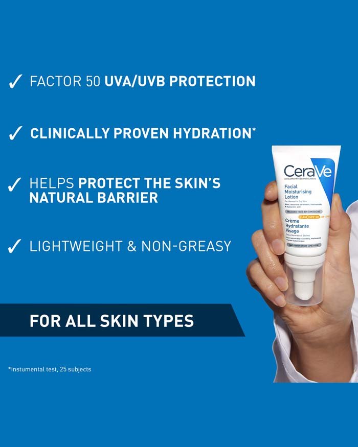 CeraVe Loción Facial Hidratante Sin Fragancia SPF50 52ml
