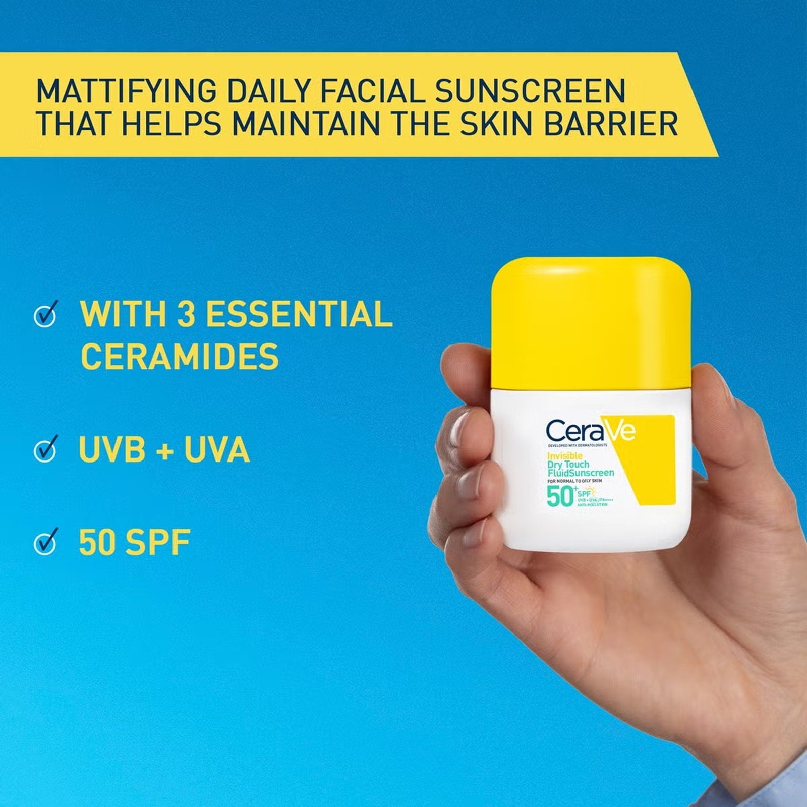 CeraVe Invisible Dry Touch Fluid Sunscreen SPF50+ 50ml