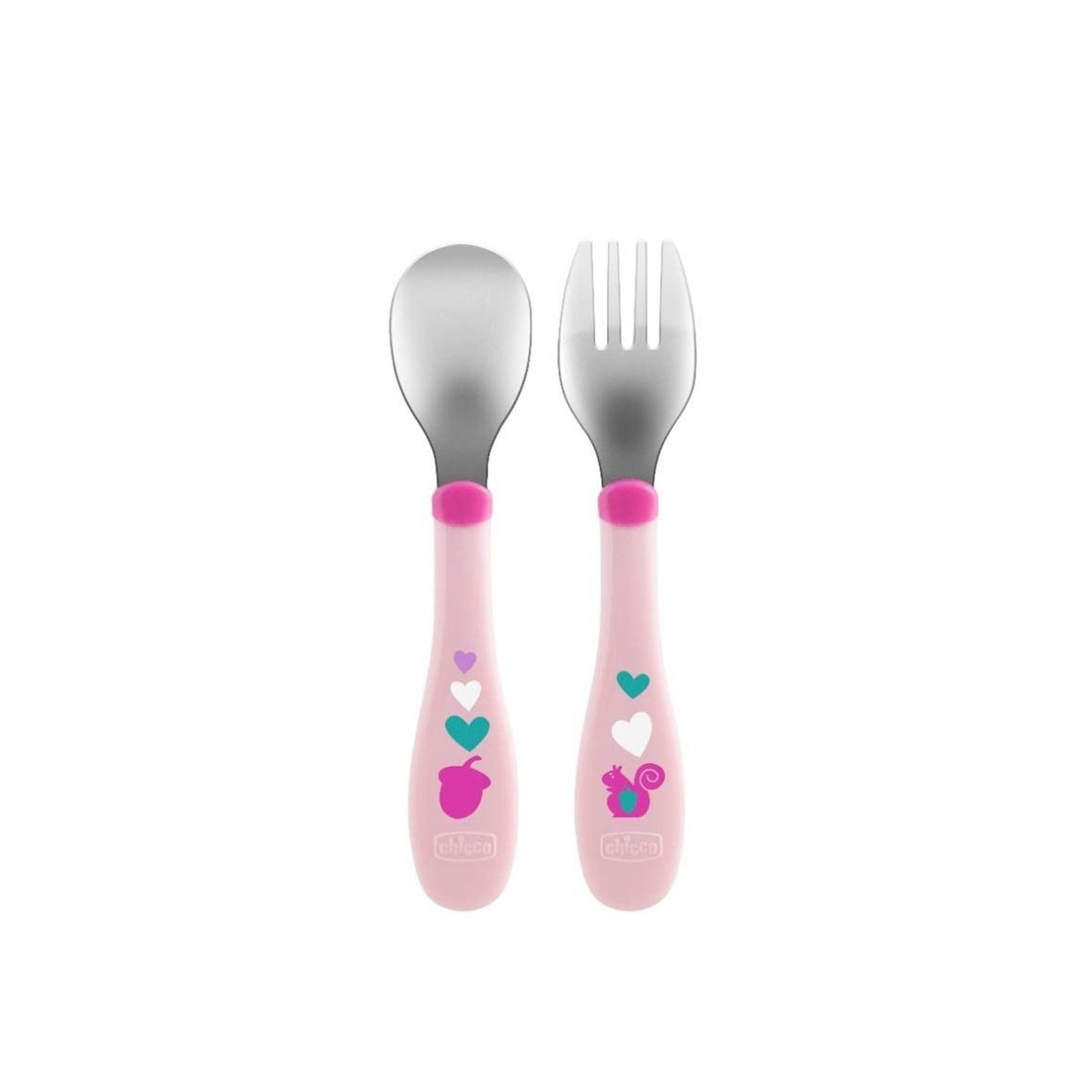Chicco Mix & Match Metal Cutlery 18m+ Pink