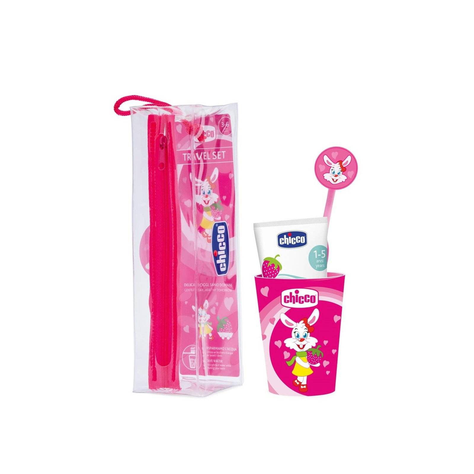 Chicco Oral Hygiene 3-6 Years Travel Set Pink