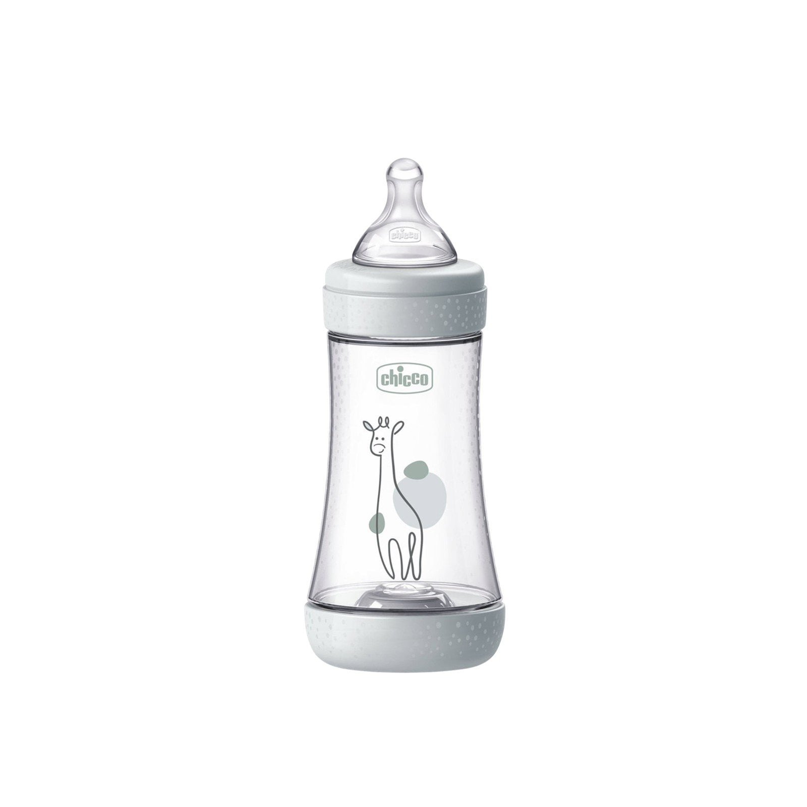 Chicco Perfect 5 Intui-Flow System Baby BPA-Free Plastic Bottle Medium Flow 2m+ Grey 240ml