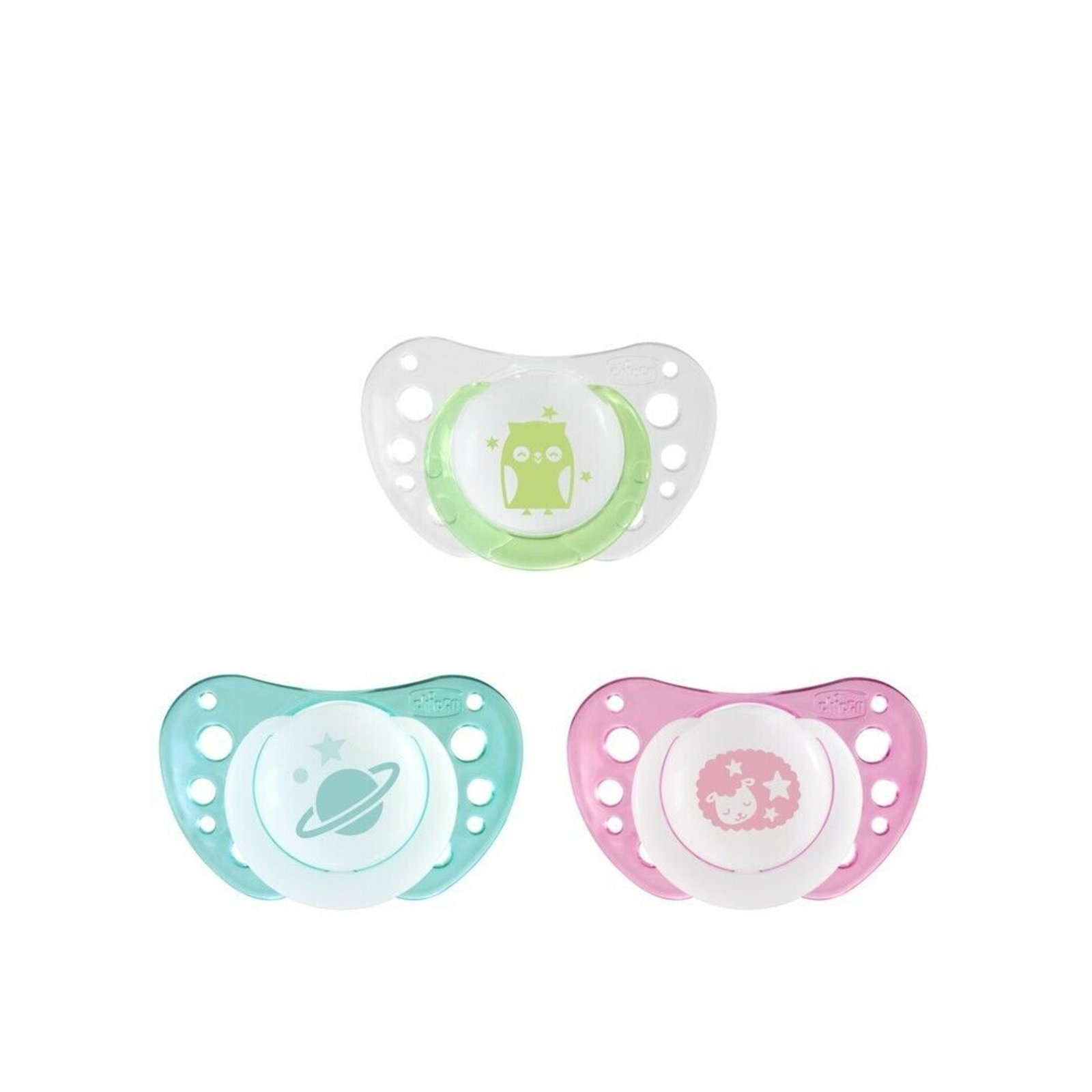 Chicco Physio Air Glow In The Dark Pacifier 0-6m x2