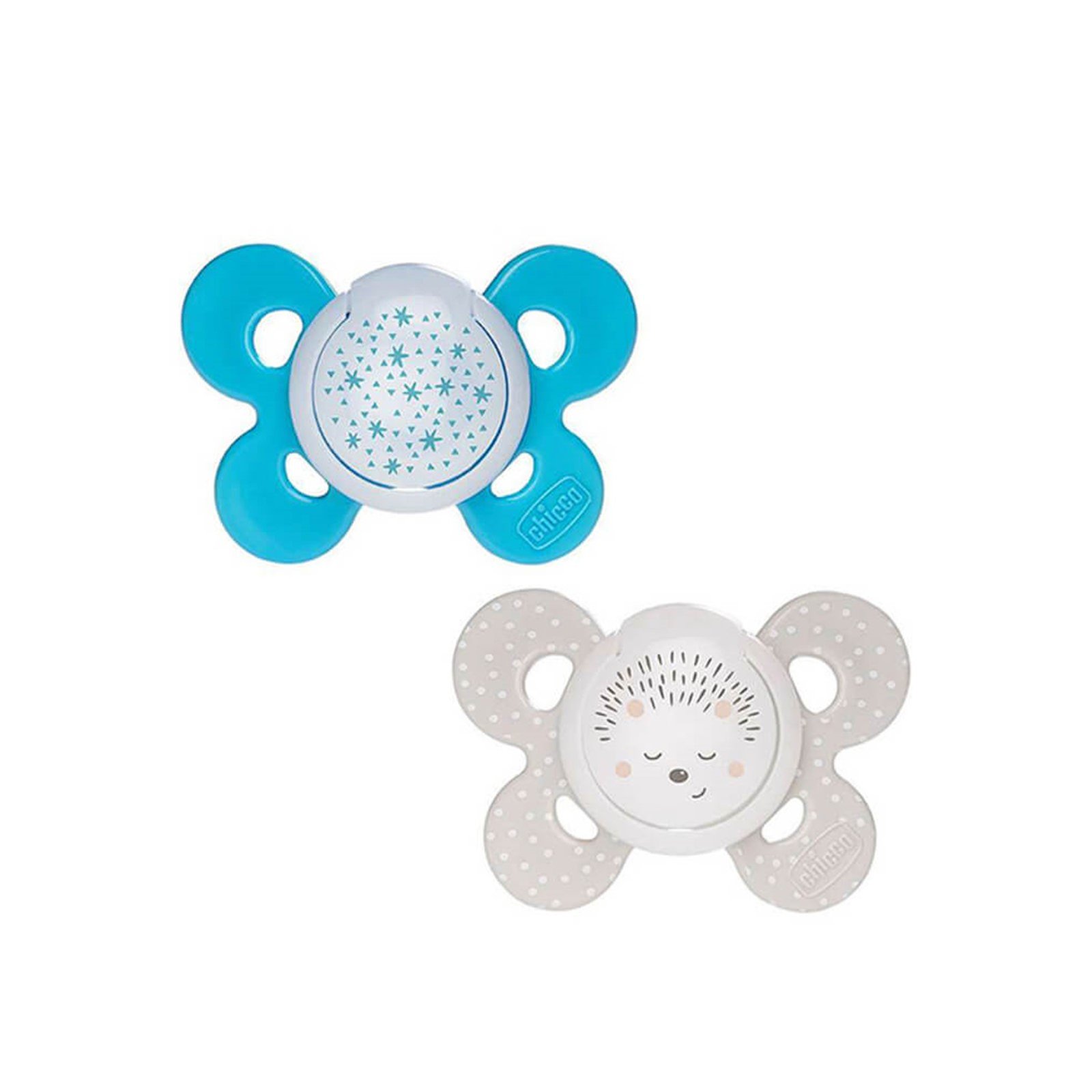 Chicco Physio Comfort Glow In The Dark Pacifier 16-36m Blue/Grey x2