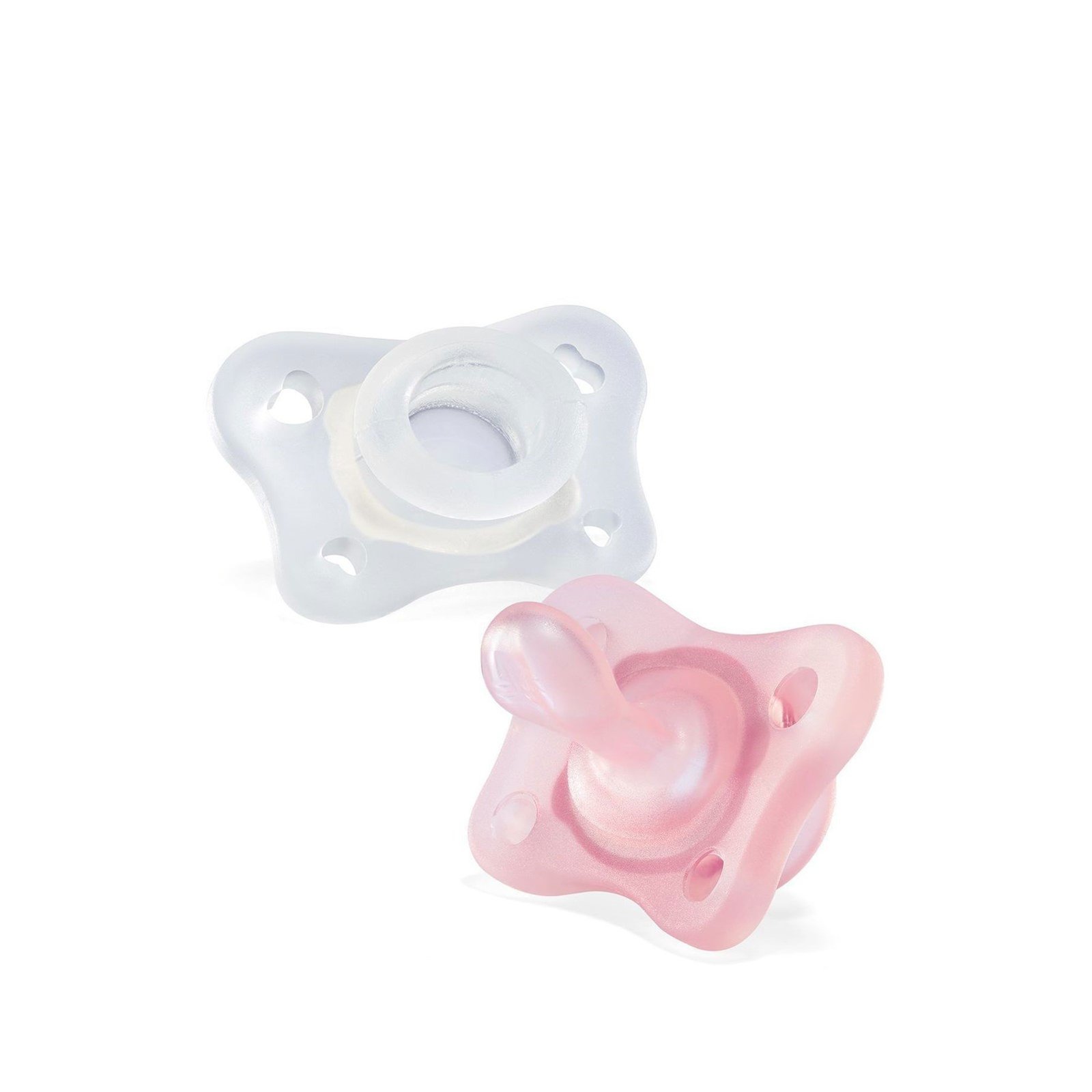 Chicco Physio Mini Soft Silicone Pacifier 0-2m Transparent/Pink x2