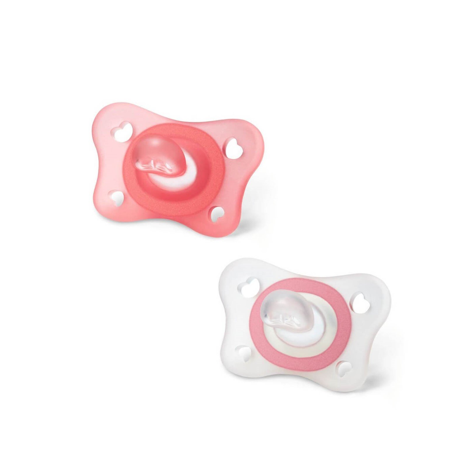 Chicco Physio Mini Soft Silicone Pacifier 2-6m Transparent/Pink x2