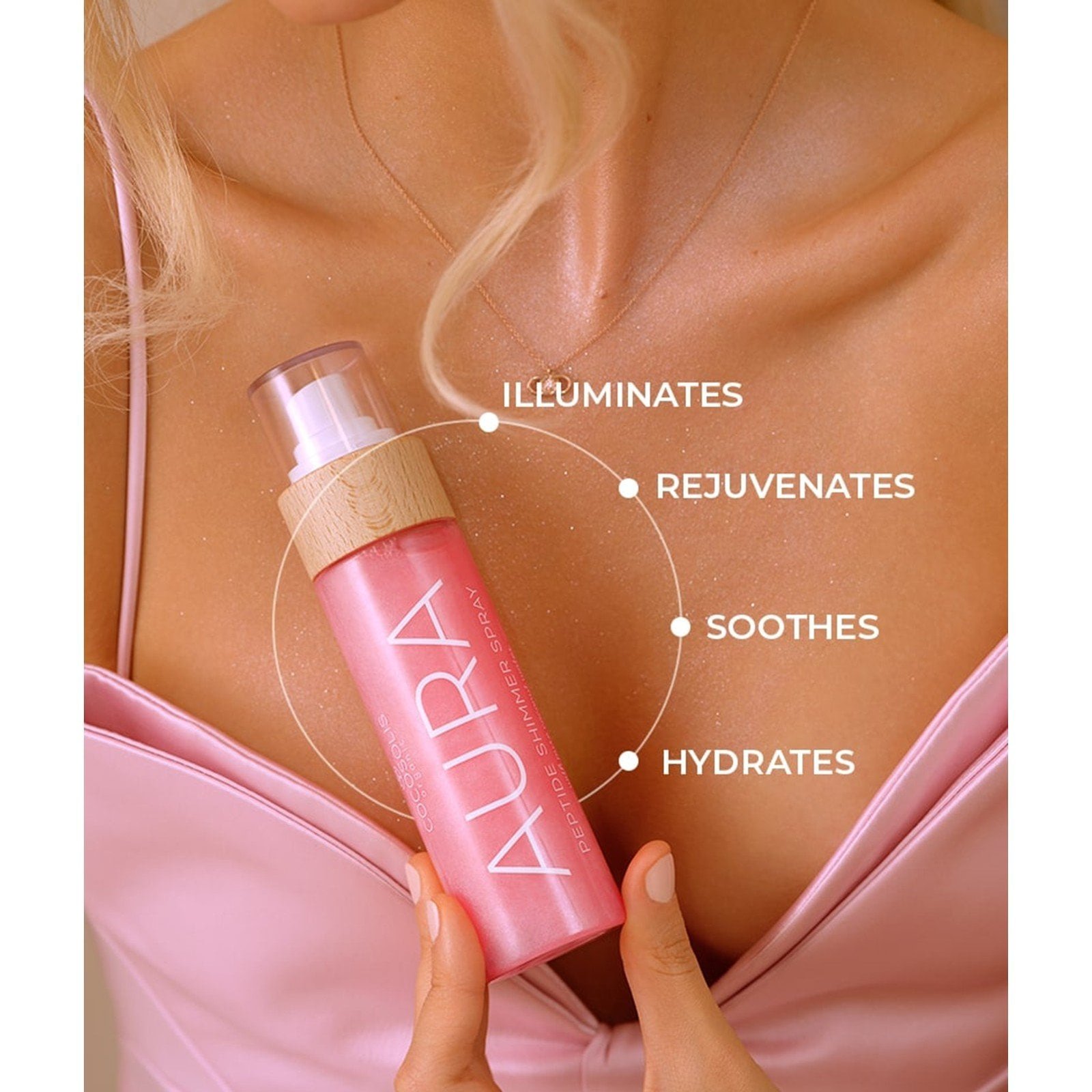 COCOSOLIS Aura Peptide Shimmer Spray Pink 100ml (3.38floz)