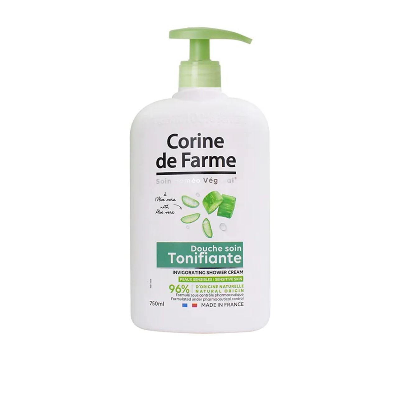Corine de Farme Invigorating Shower Cream With Aloe Vera 750ml (25.36floz)