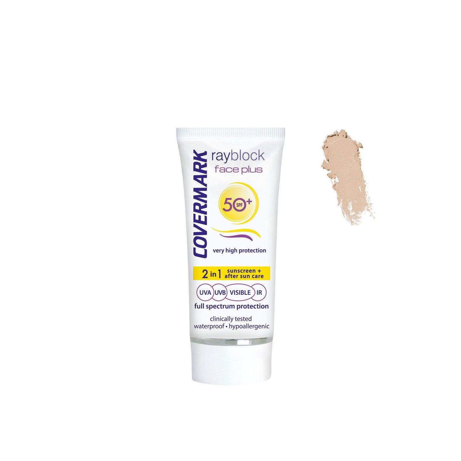 Covermark Rayblock Face Plus Tinted Cream Normal 2-In-1 Sunscreen SPF50+ Soft Brown 50ml (1.69 fl oz)