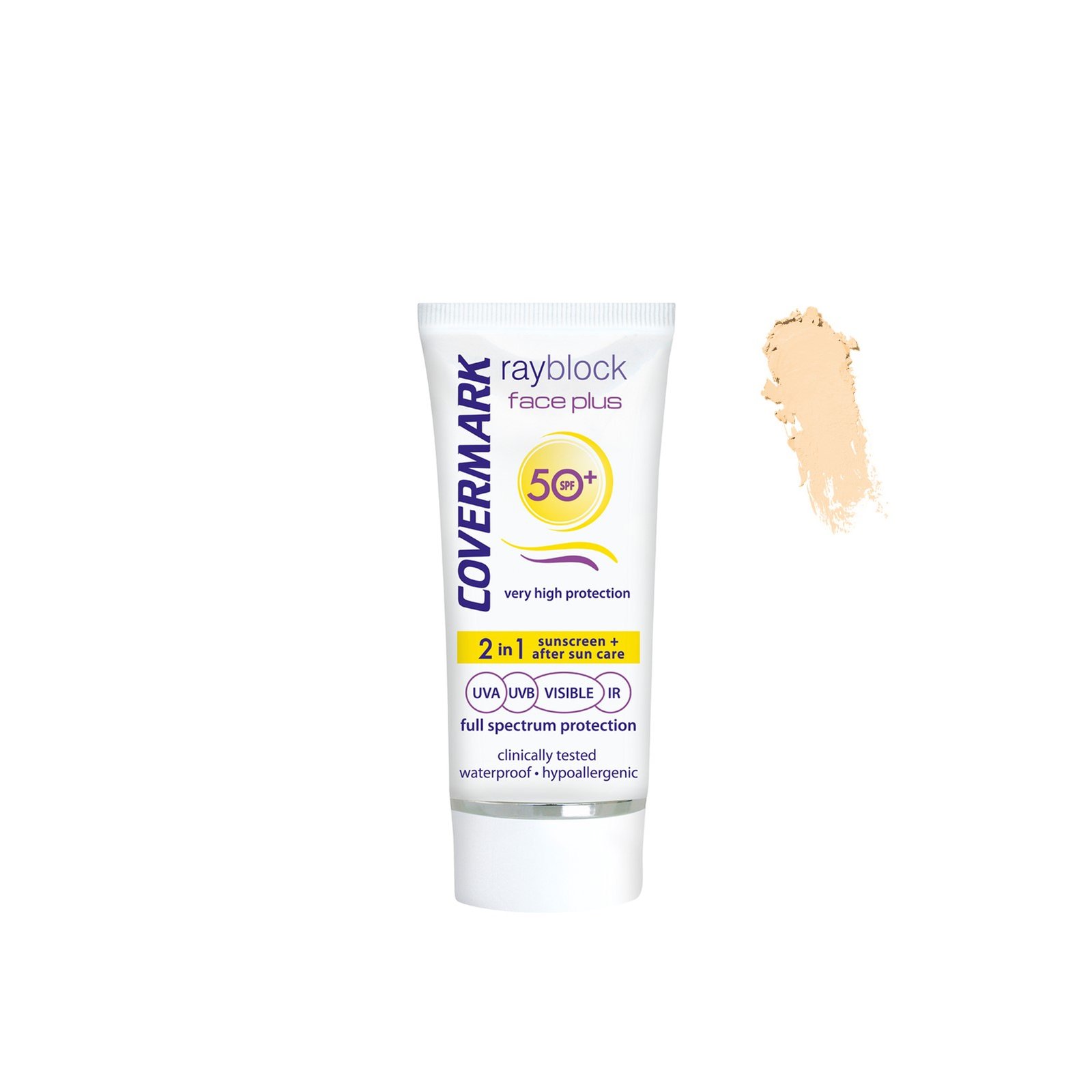 Covermark Rayblock Face Plus Tinted Cream Oily/Acneic 2-In-1 Sunscreen SPF50+ Light Beige 50ml