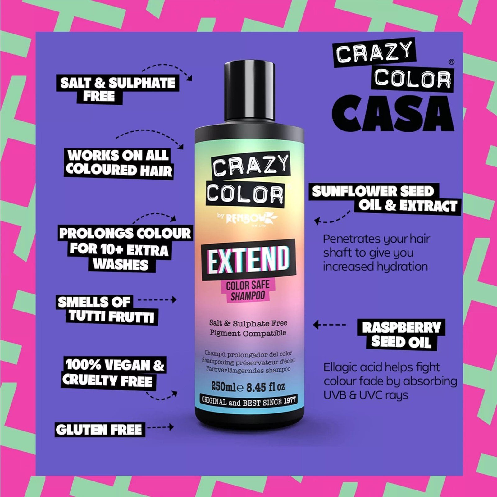 Crazy Color Extend Color Safe Shampoo 250ml (8.45floz)