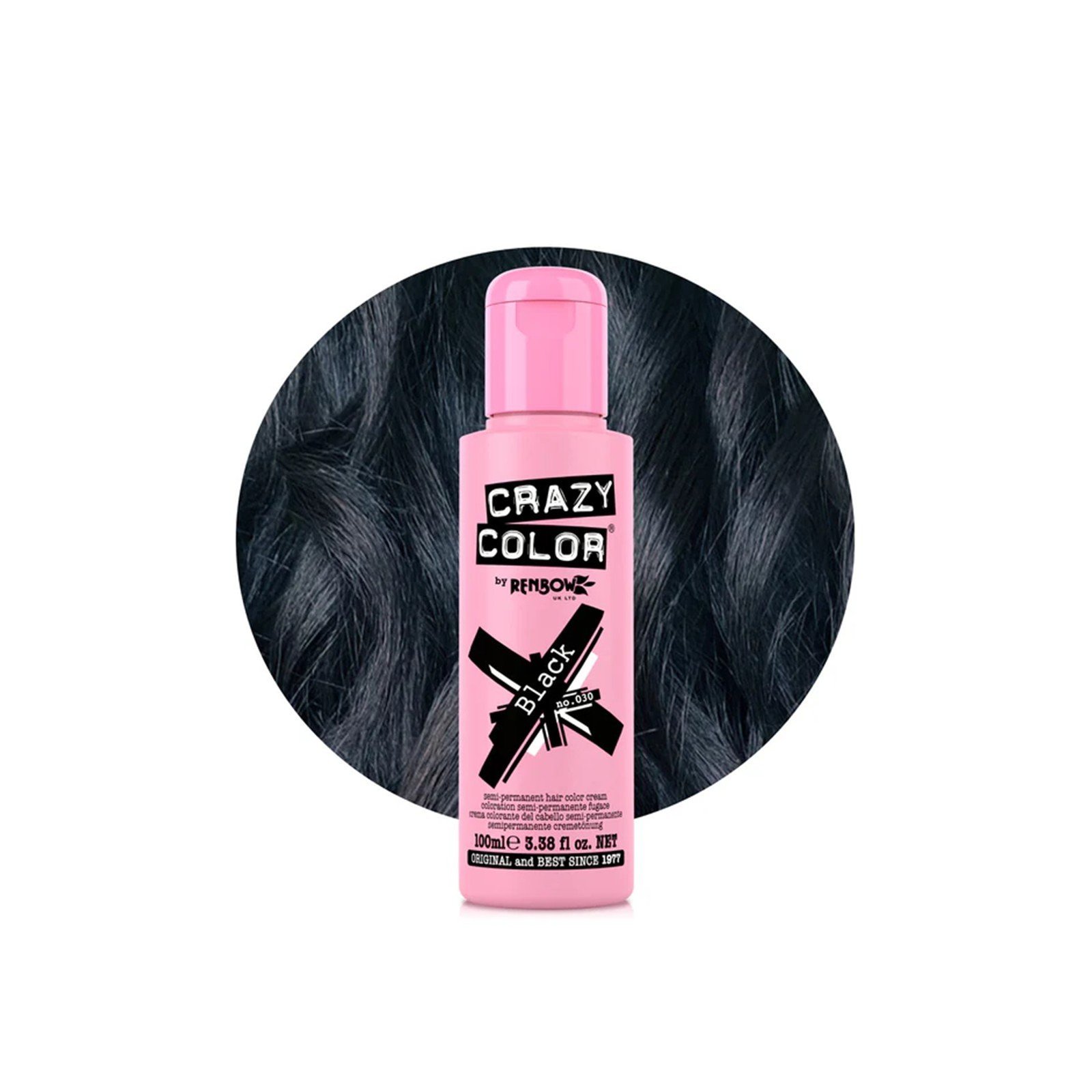 Crazy Color Semi-Permanent Hair Color Cream 030 Black 100ml