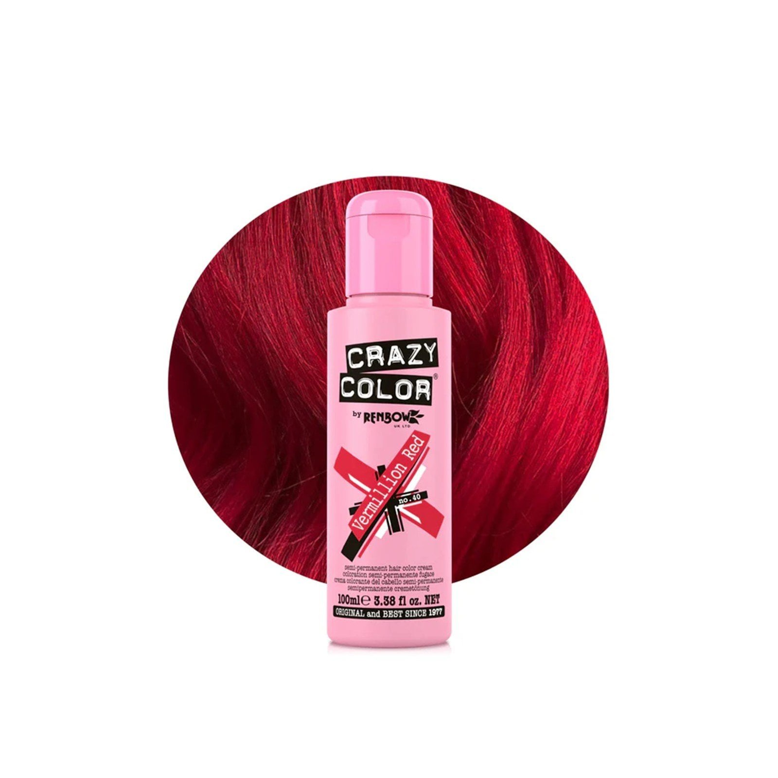 Crazy Color Semi-Permanent Hair Color Cream 40 Vermillion Red 100ml
